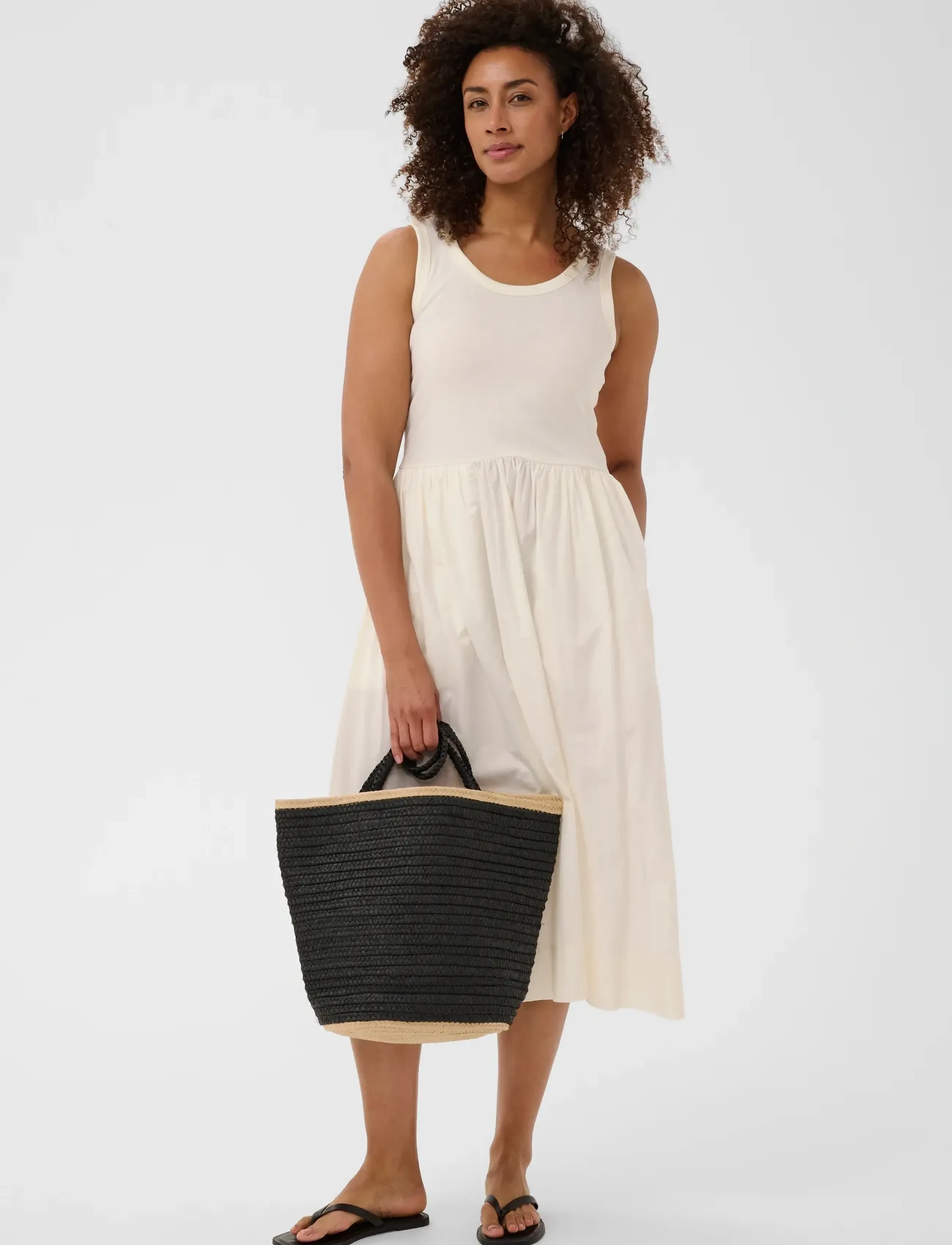 Part Two BodhiPW Dress - Midi Dresses - WHISPER WHITE / cream
