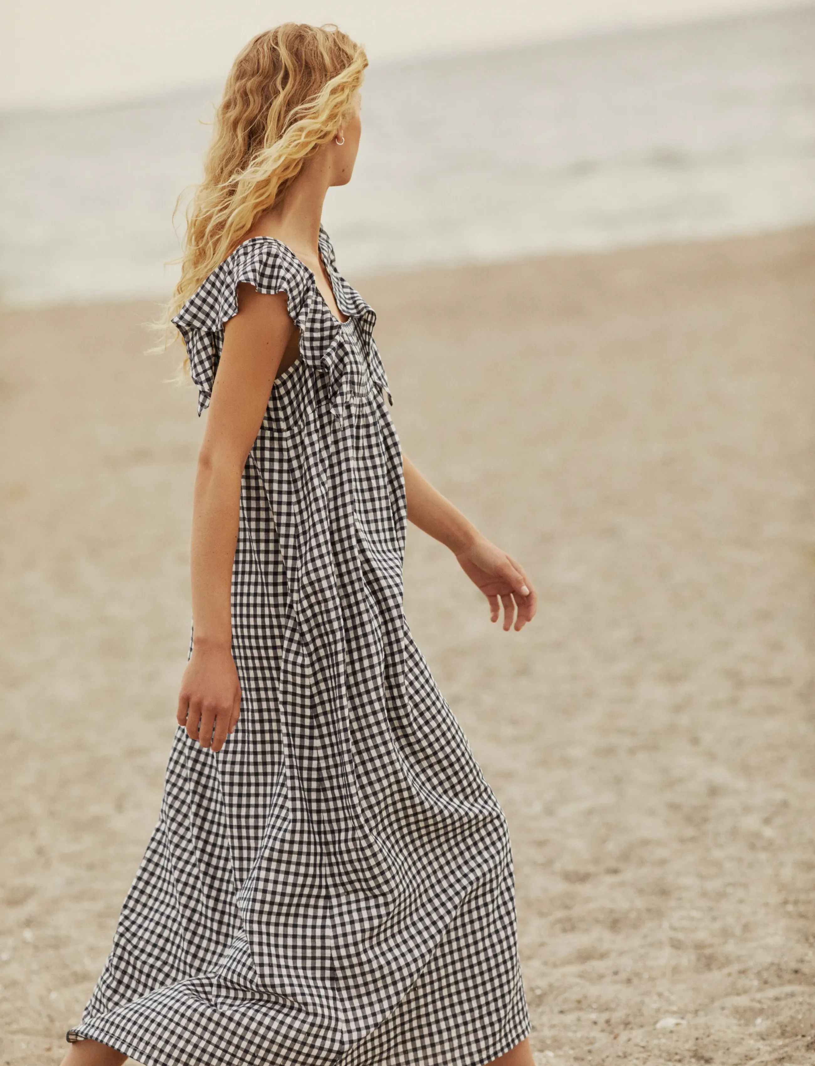 Part Two Birthinepw Dress, Kvinder, Gingham Maxikjole, Navy, Str: 40