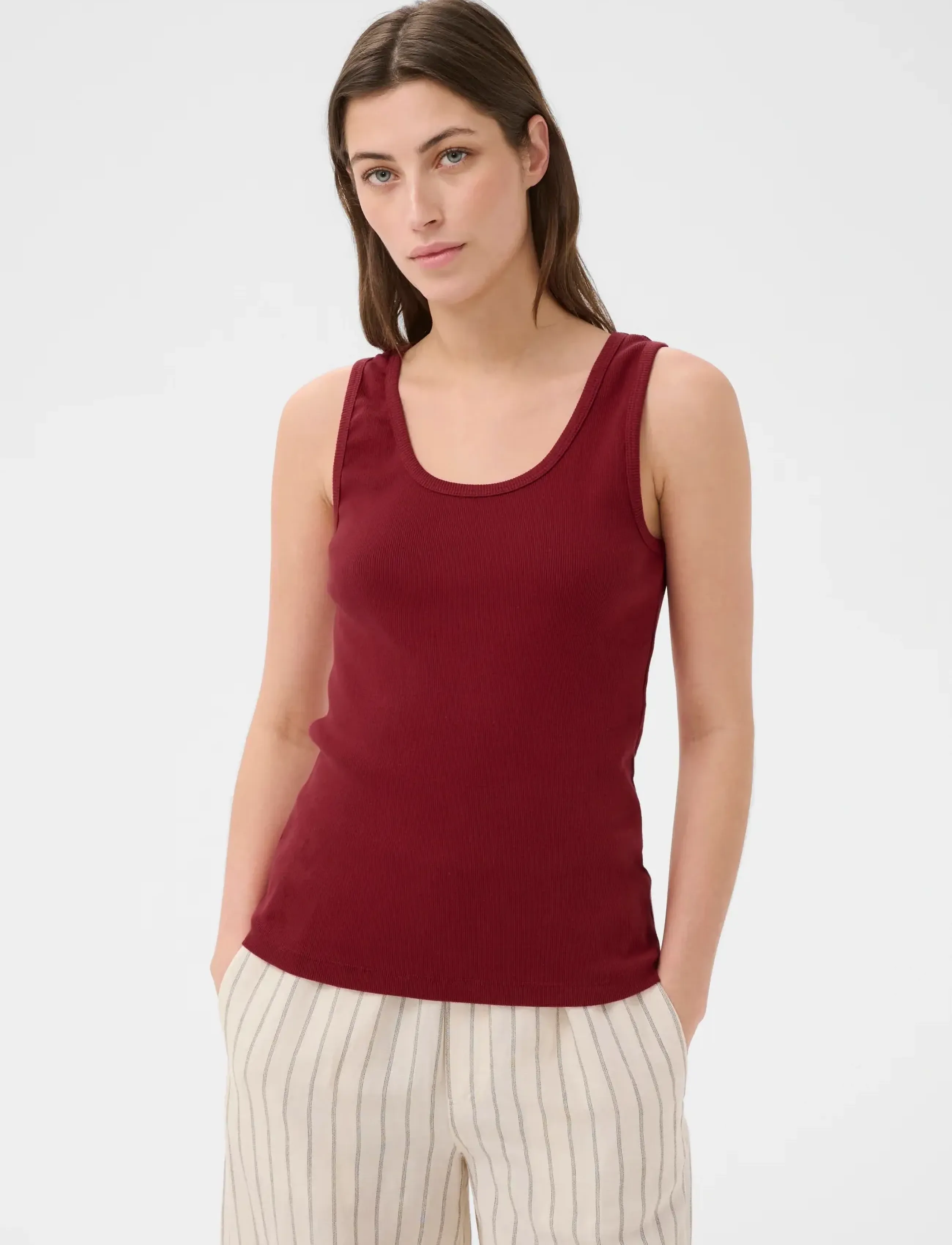 Part Two RoselynPW Top - T-shirts & Hauts - BURNT RUSSET STRIPE / burgundy