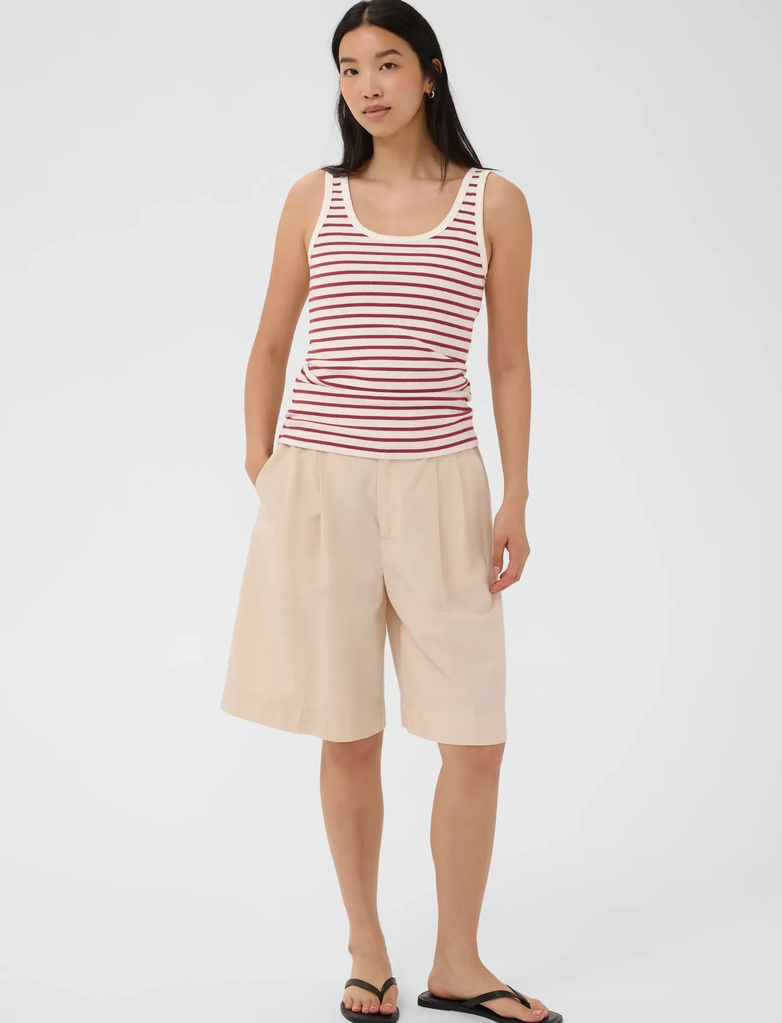 Part Two RoselynPW Top - T-Shirts & Tops - BURNT RUSSET STRIPE / burgundy