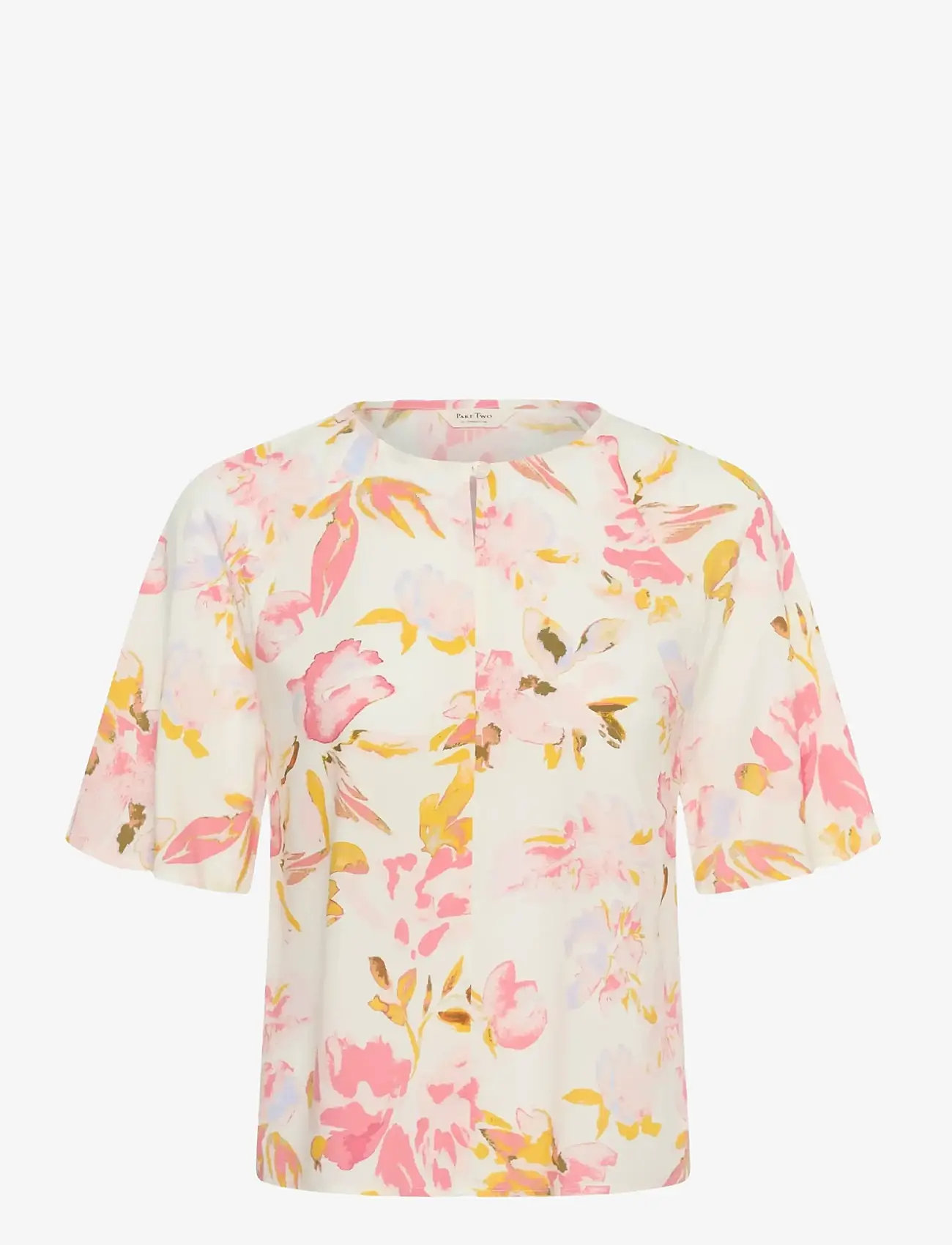 Part Two - BertelinePW BL - kortærmede bluser - peach blossom watercolor print - 1
