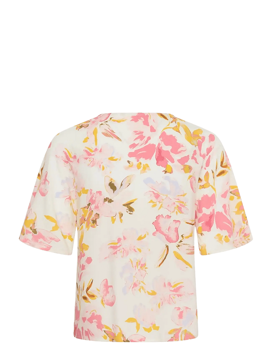 Part Two - BertelinePW BL - kurzärmelige blusen - peach blossom watercolor print - 2