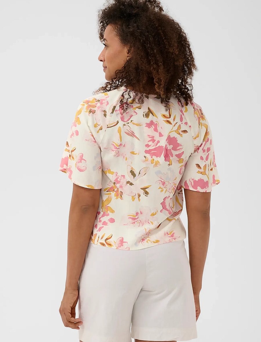 Part Two - BertelinePW BL - kurzärmelige blusen - peach blossom watercolor print - 4