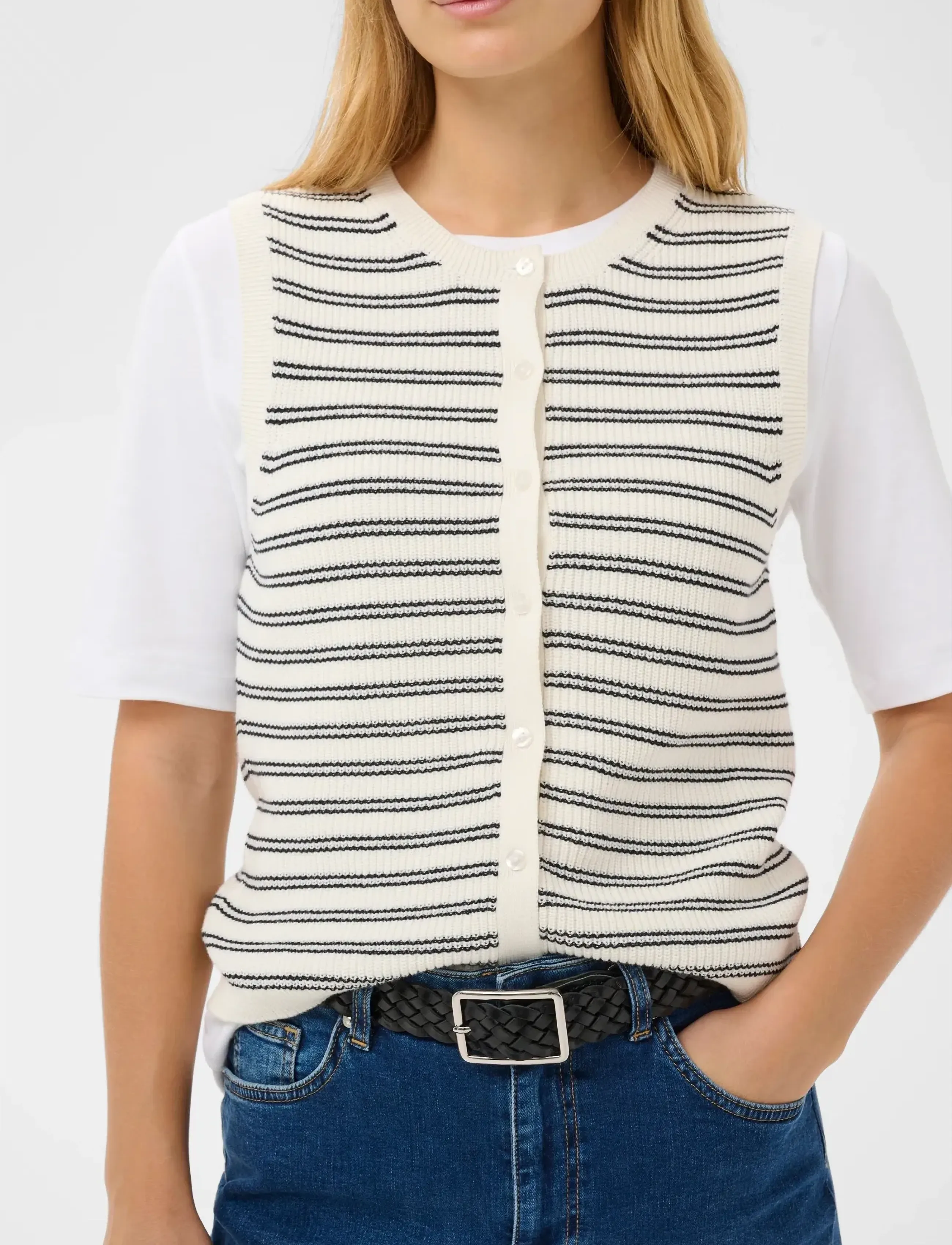 Part Two - GemmaPW WA - gestrickte westen - dark navy twin stripe - 5