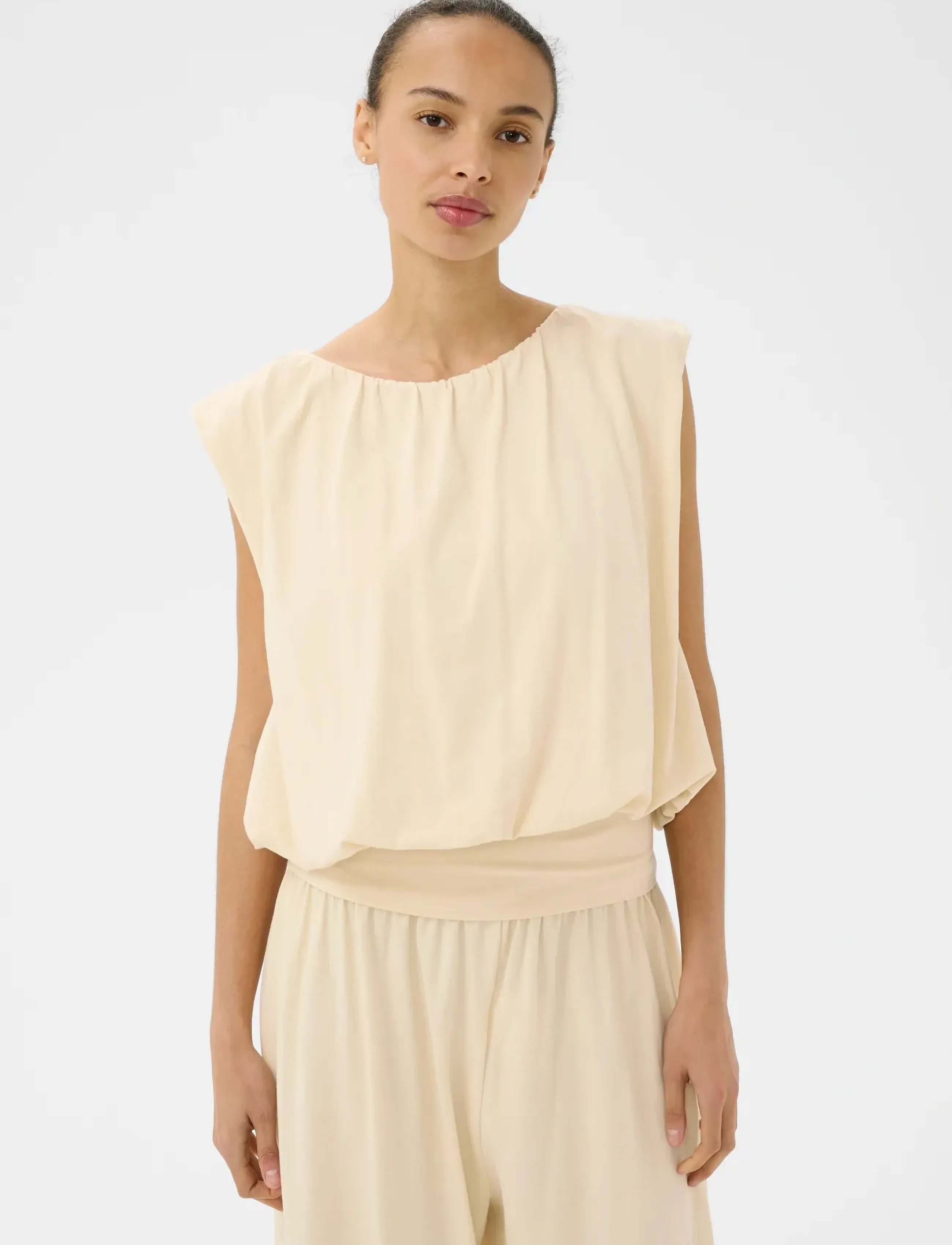 Part Two Berthinepw Top, S, Blouses, Creme - Short-sleeved, Frauen