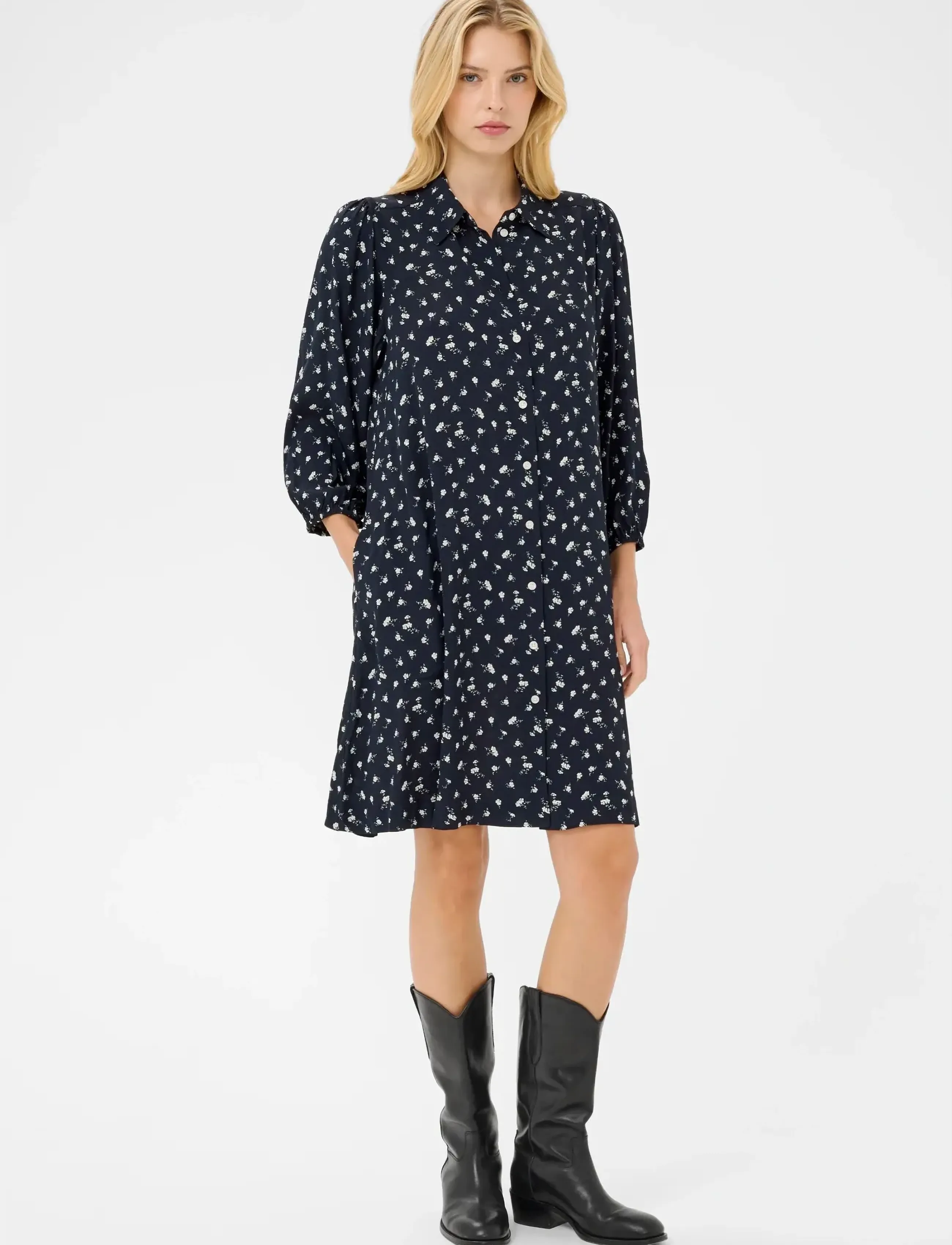 Part Two - EleinaPW DR - skjortekjoler - dark navy fragile print - 3