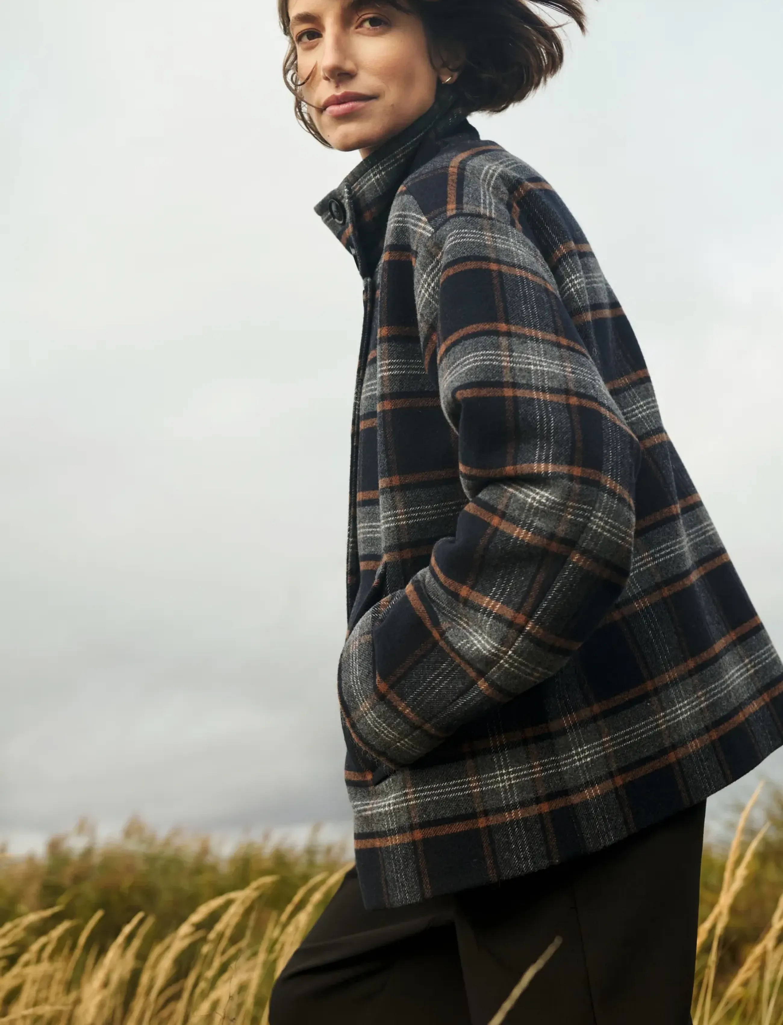 Part Two CellyPW OTW - Uldjakker - DARK NAVY CHECK / navy