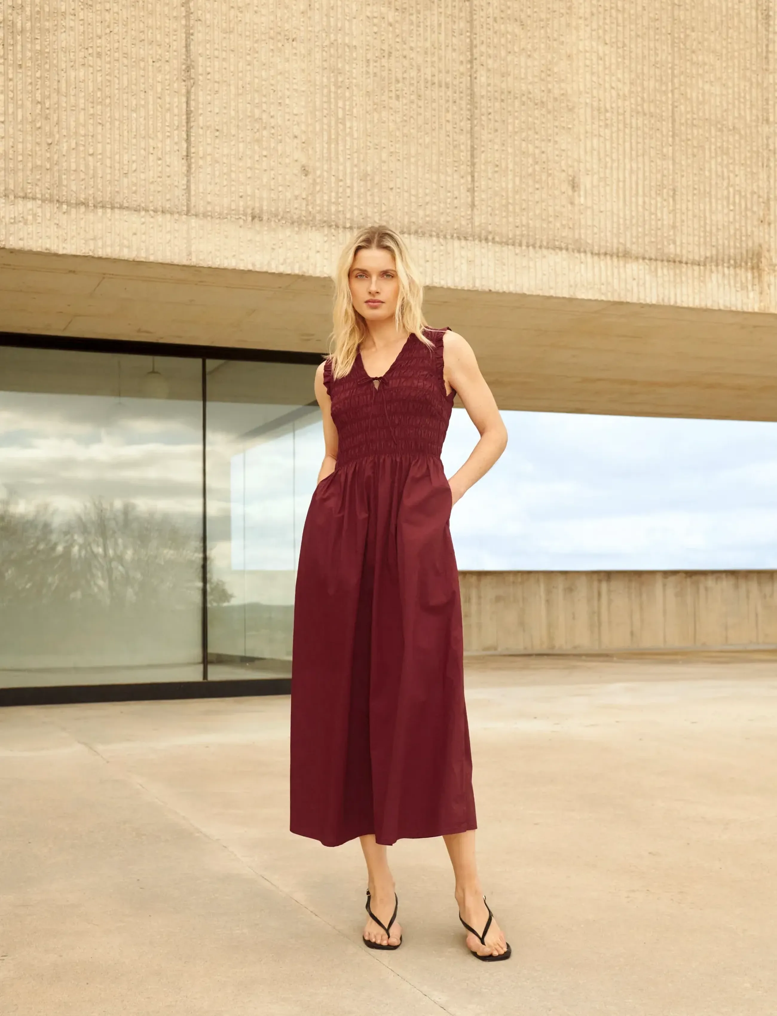 Part Two BorgnettePW Dress - Sumarkjólar - BURNT RUSSET / burgundy