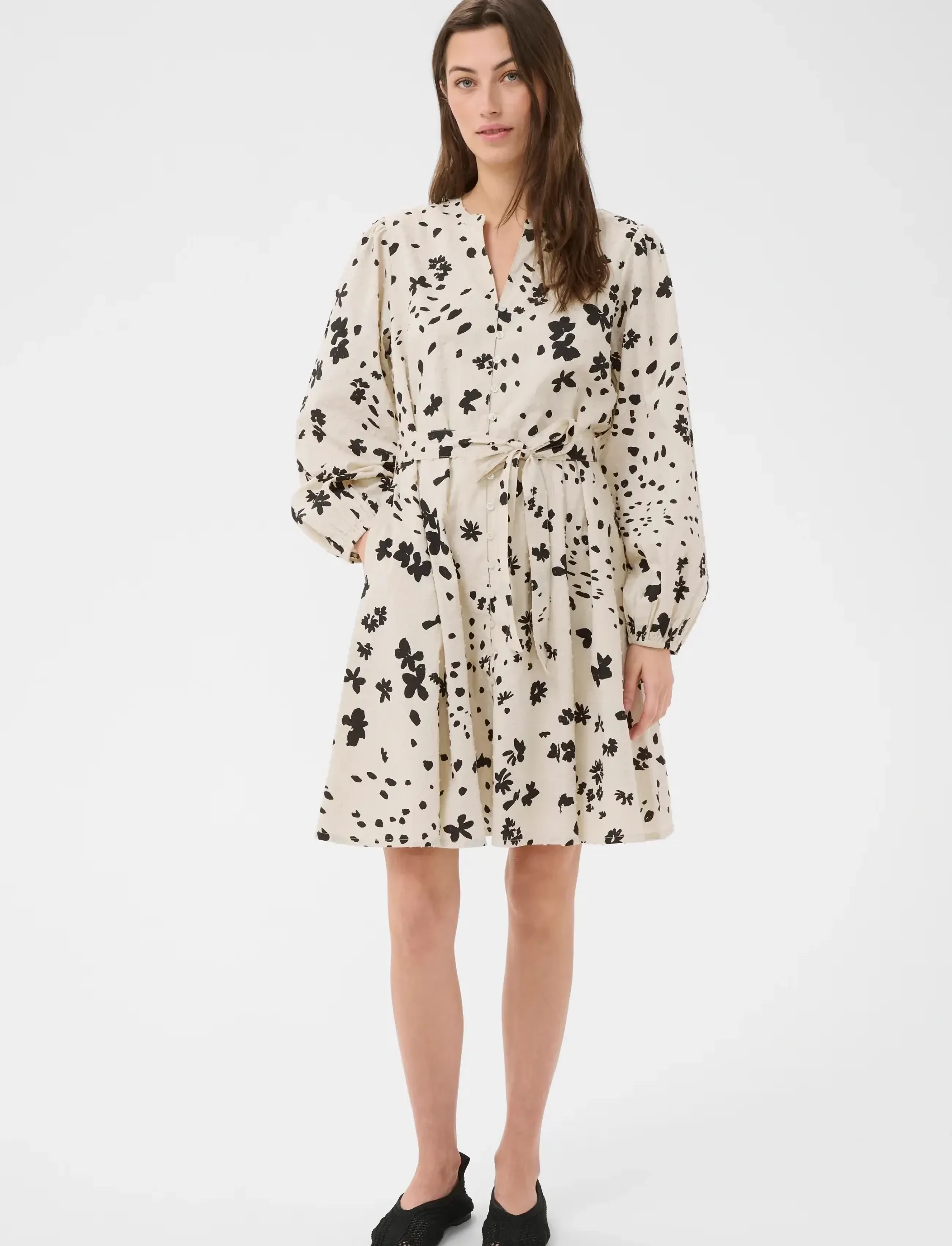 Part Two AviraPW DR - Sommarklänningar - BLACK DOT FLOWER PRINT / cream