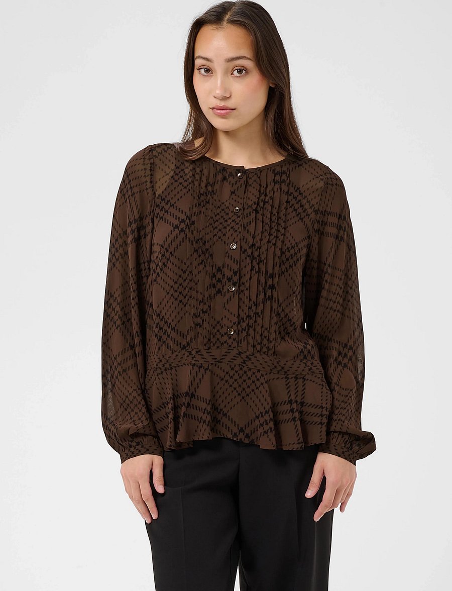 Part Two - CantalinePW Shirt - brown check print - 0