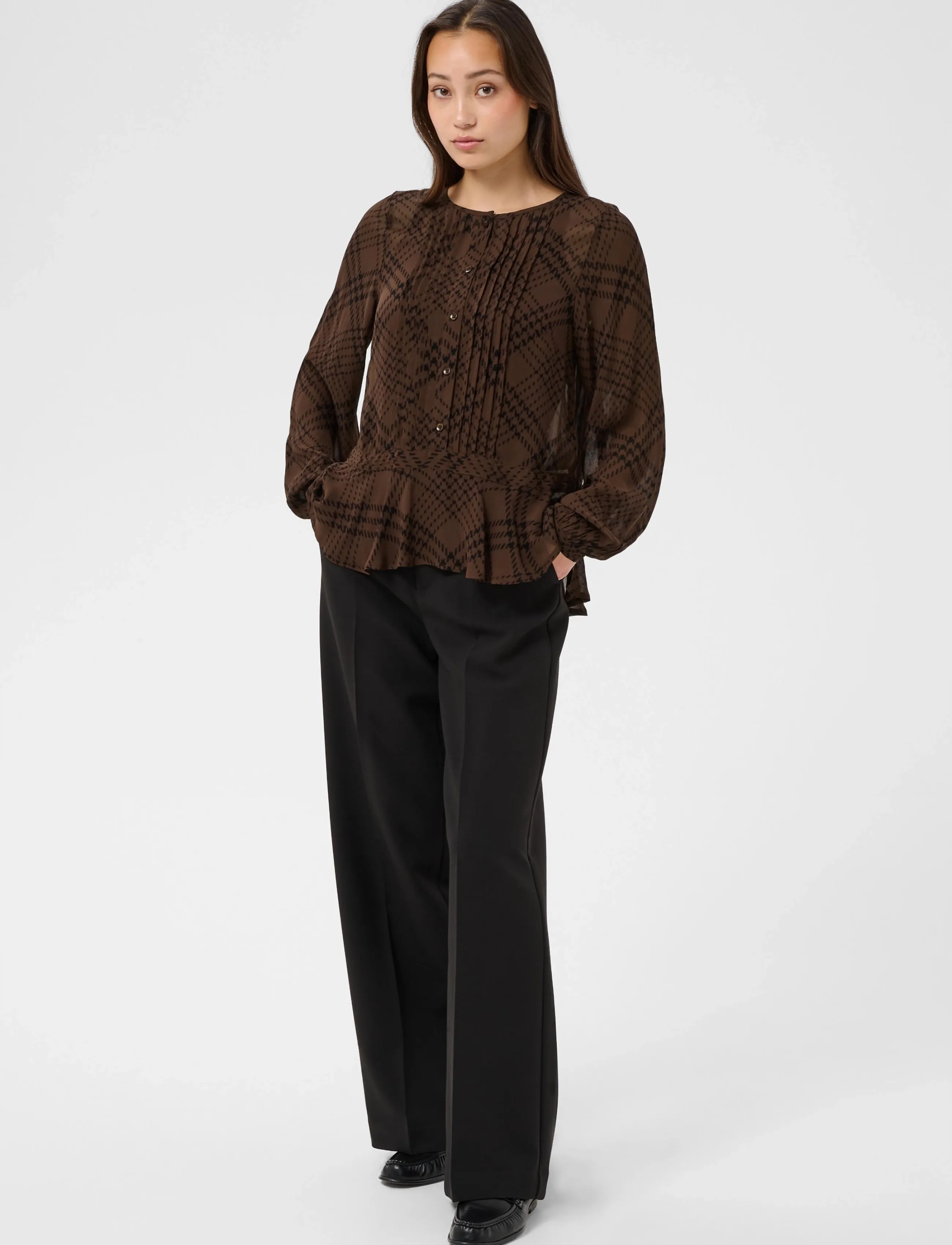 Part Two - CantalinePW Shirt - brown check print - 3