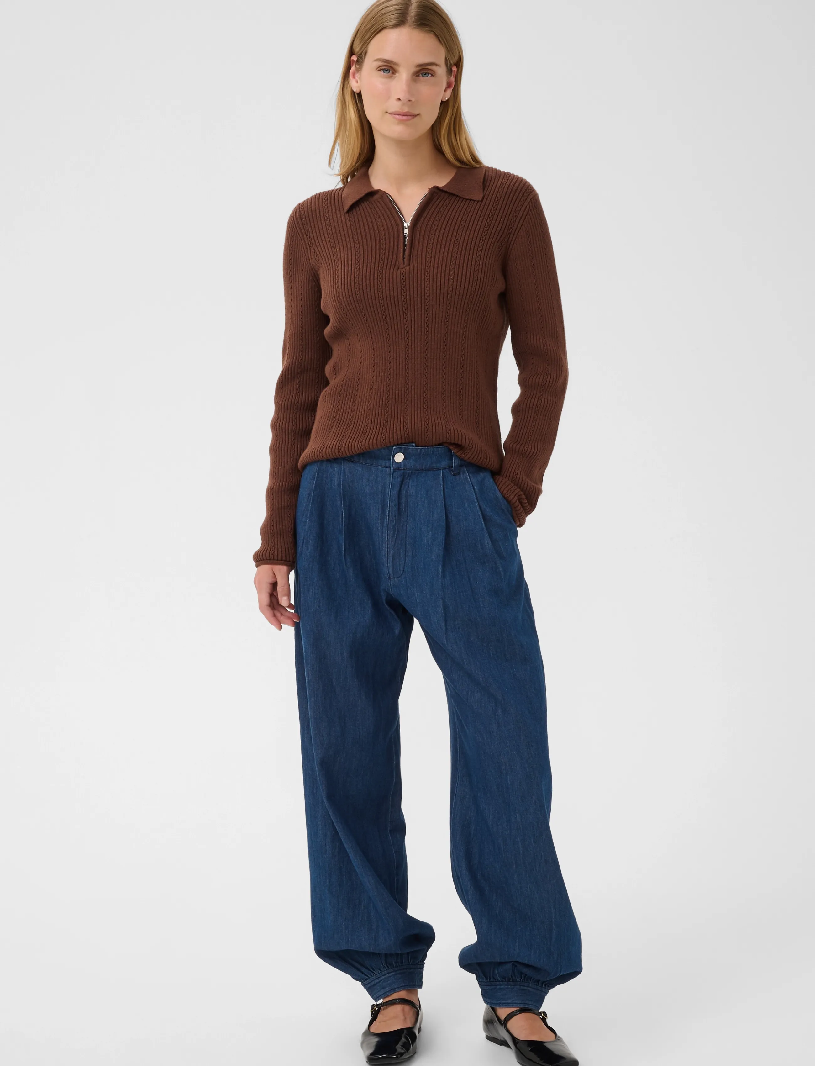 Part Two ChrisellePW Pants - Barrel Jeans - MEDIUM DARK BLUE DENIM / navy