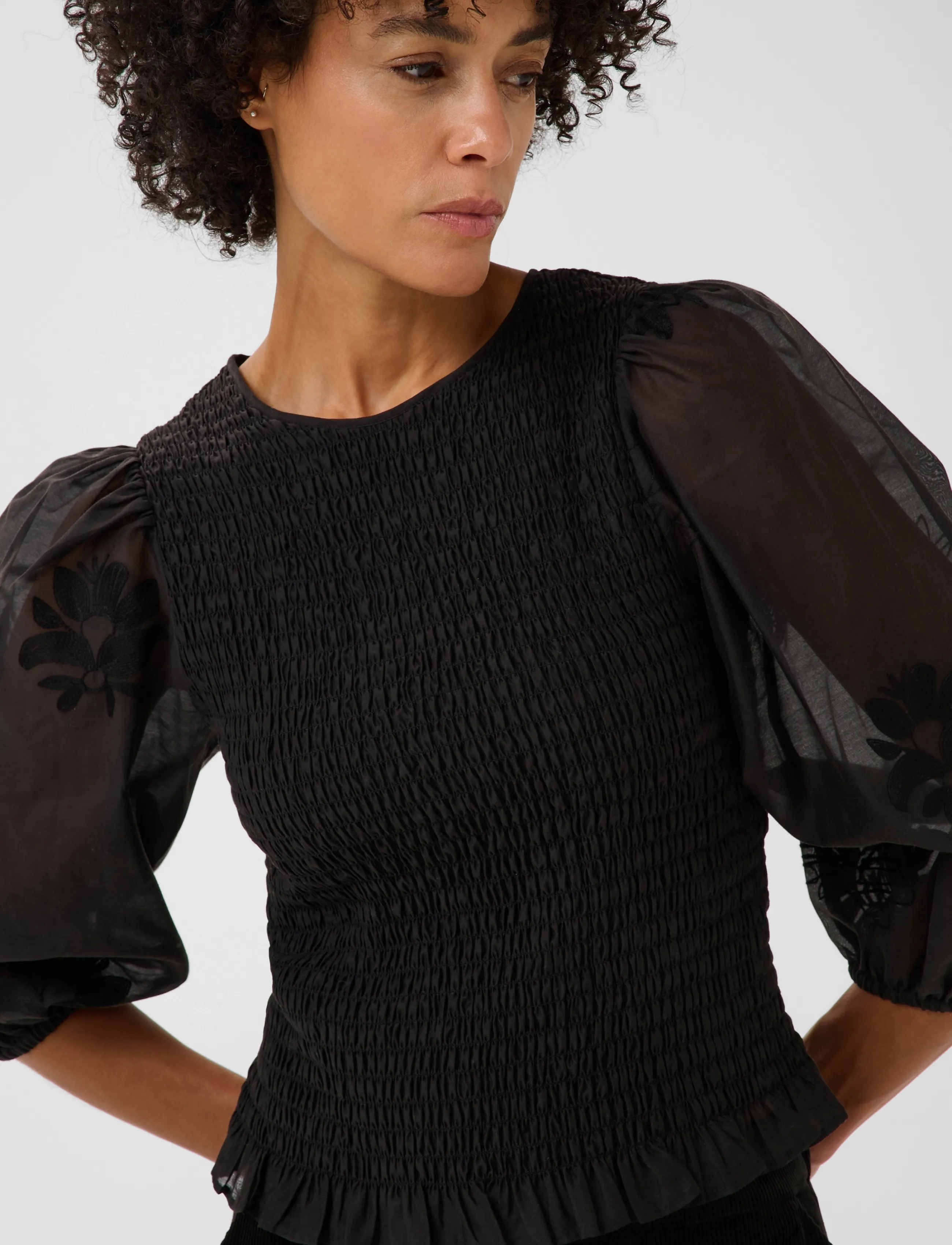 Part Two - ChikaPW Blouse - kurzärmelige blusen - black - 4