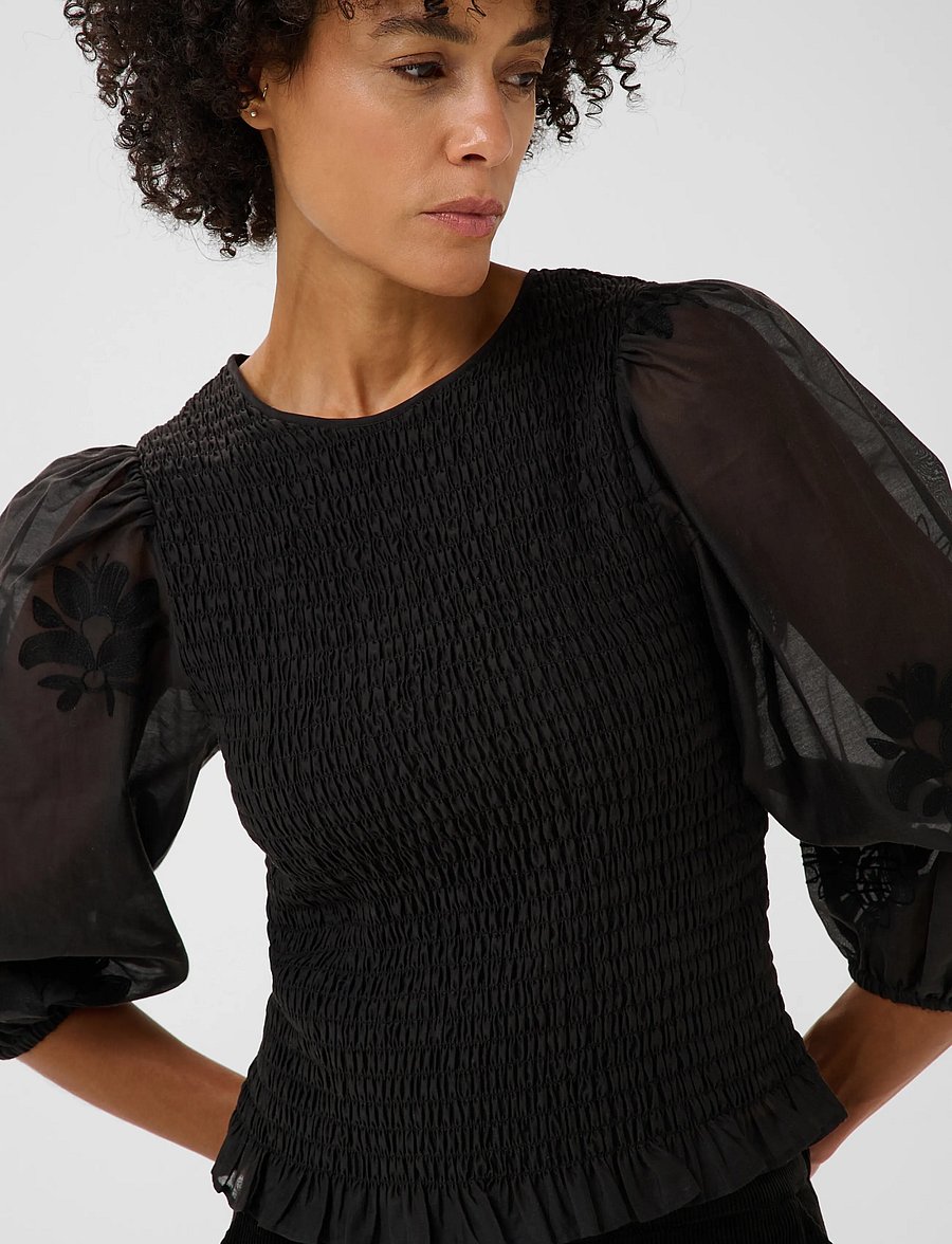 Part Two - ChikaPW Blouse - kurzärmelige blusen - black - 4