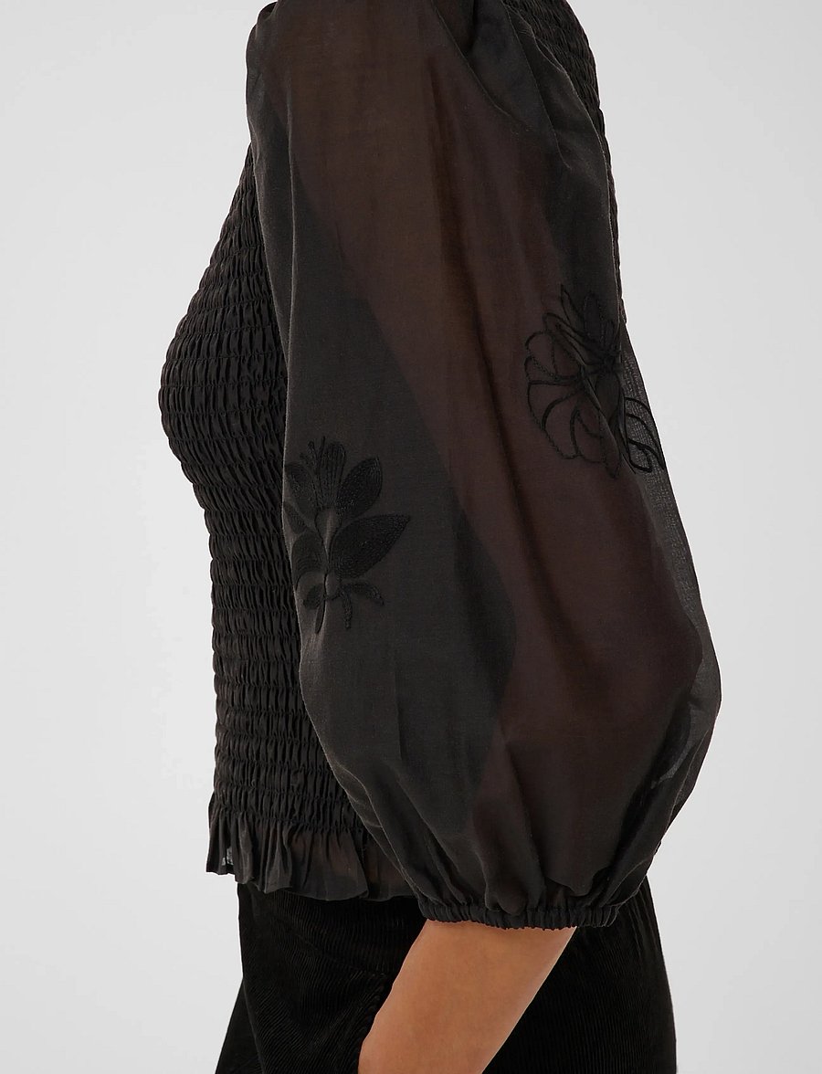 Part Two - ChikaPW Blouse - kurzärmelige blusen - black - 5