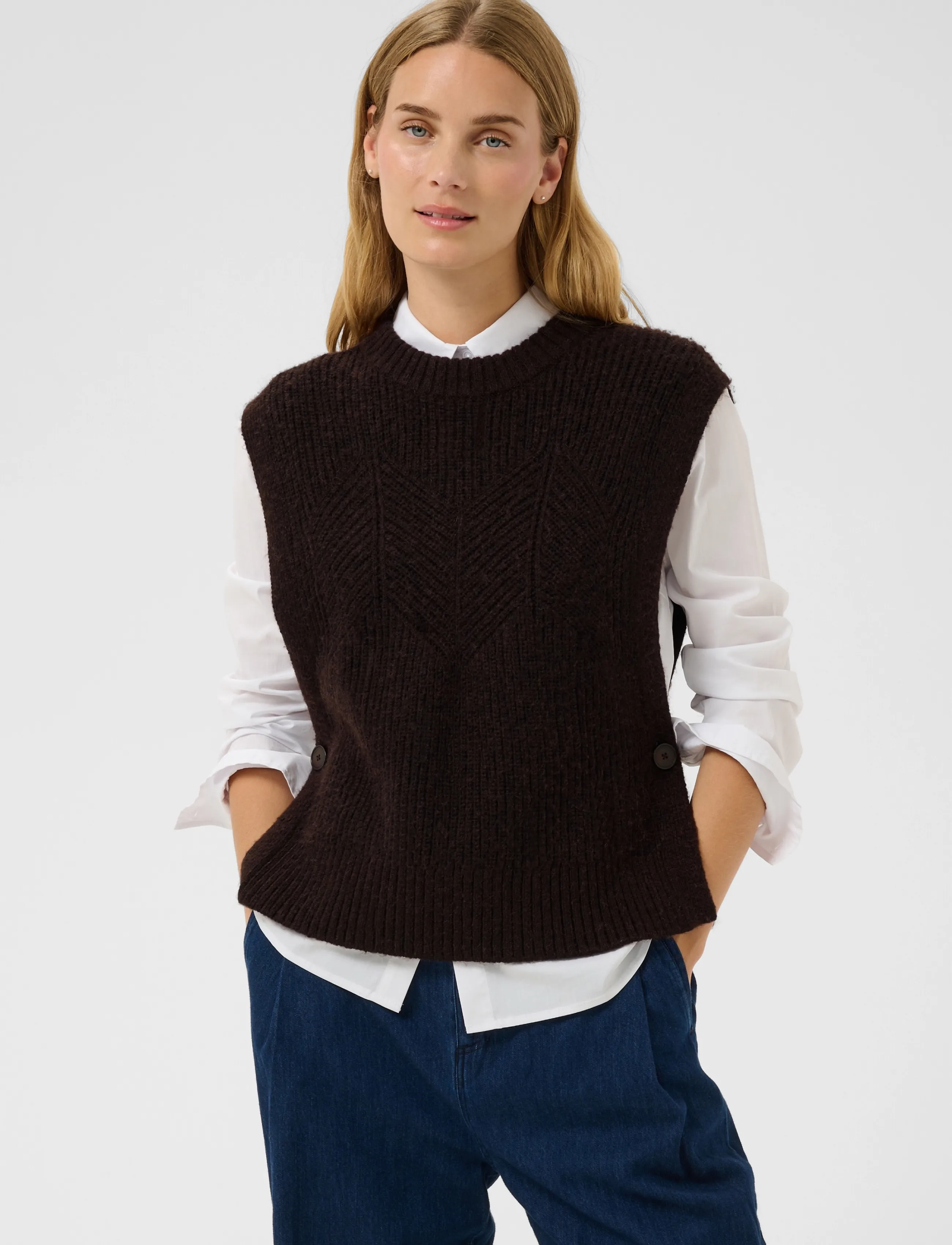 Part Two - CharlyePW Waistcoat - mole' melange - 4