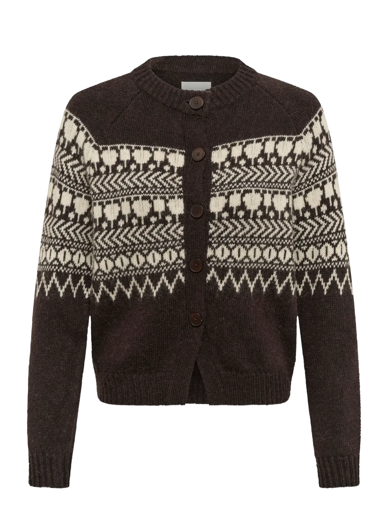 Part Two CharmainePW Cardigan - Strik - MOLE/WHITCAP JAQUARD / brown