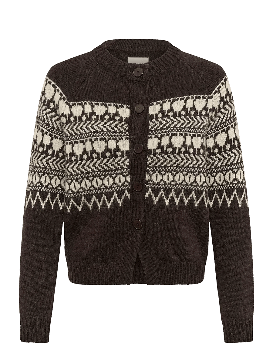 Part Two - CharmainePW Cardigan - mole/whitcap jaquard - 1