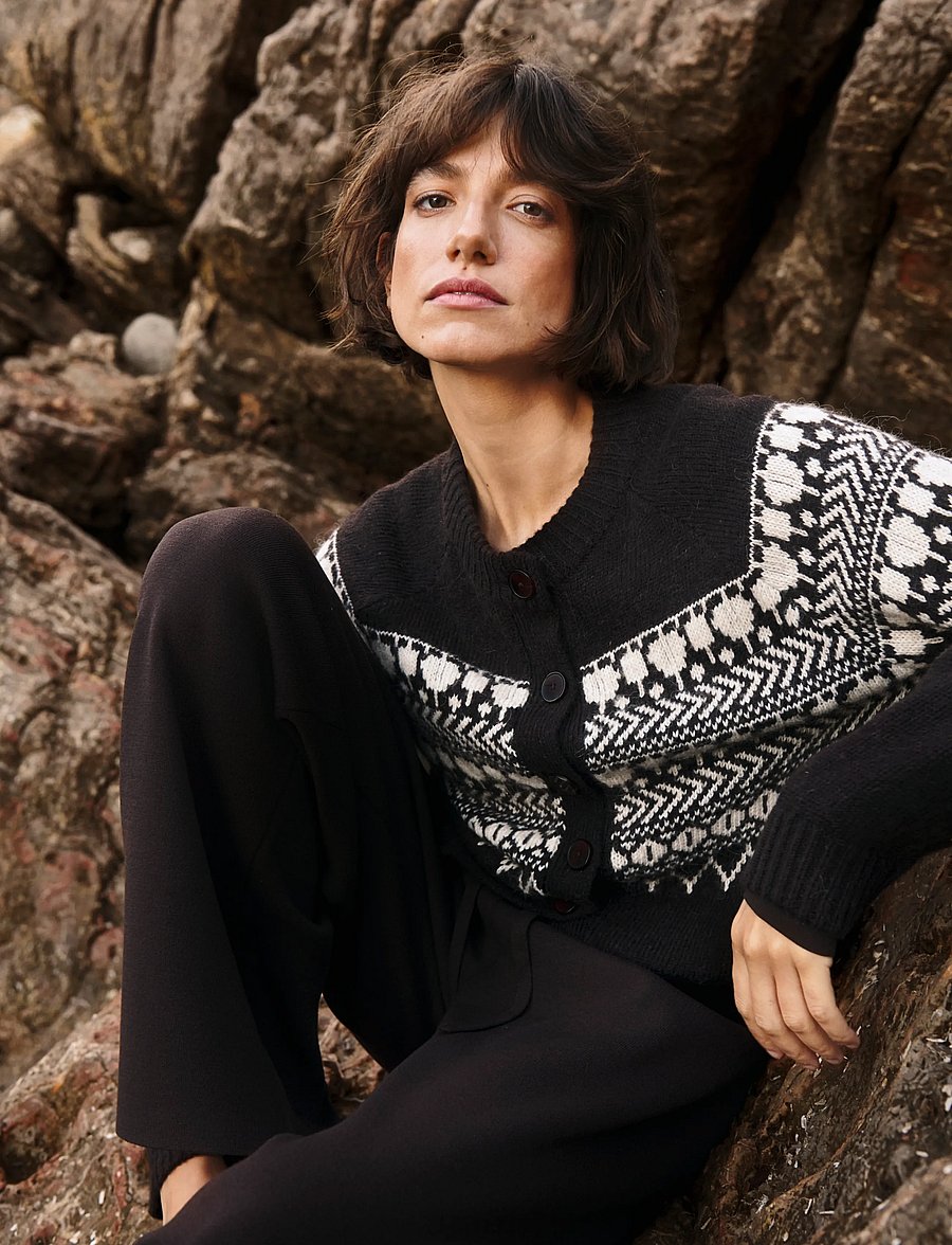 Part Two - CharmainePW Cardigan - mole/whitcap jaquard - 0