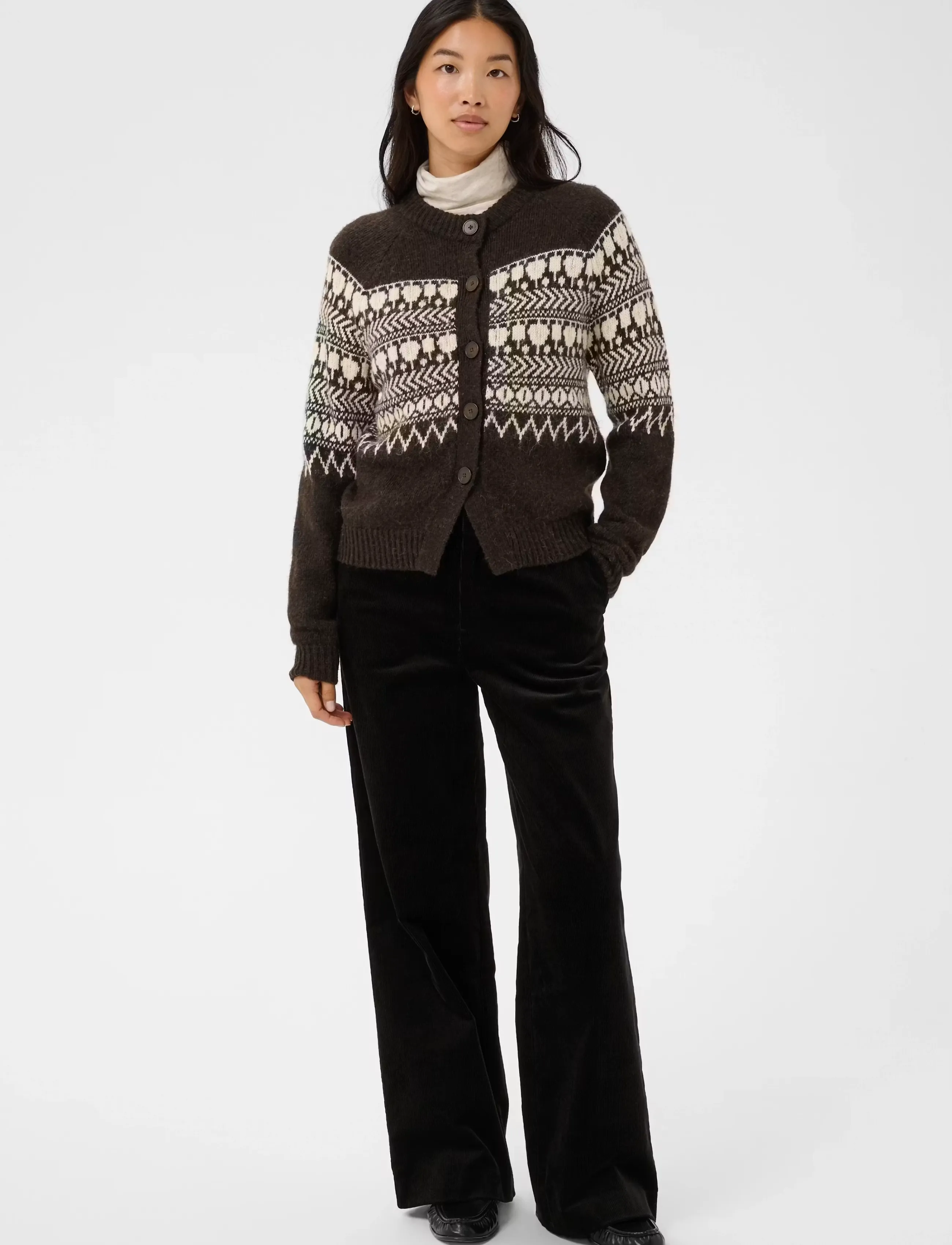Part Two - CharmainePW Cardigan - mole/whitcap jaquard - 3