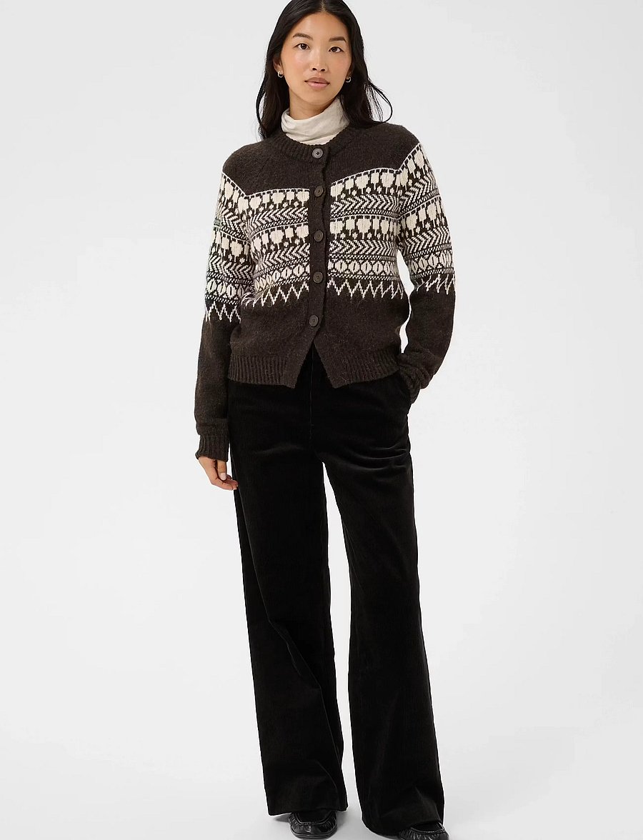 Part Two - CharmainePW Cardigan - mole/whitcap jaquard - 3