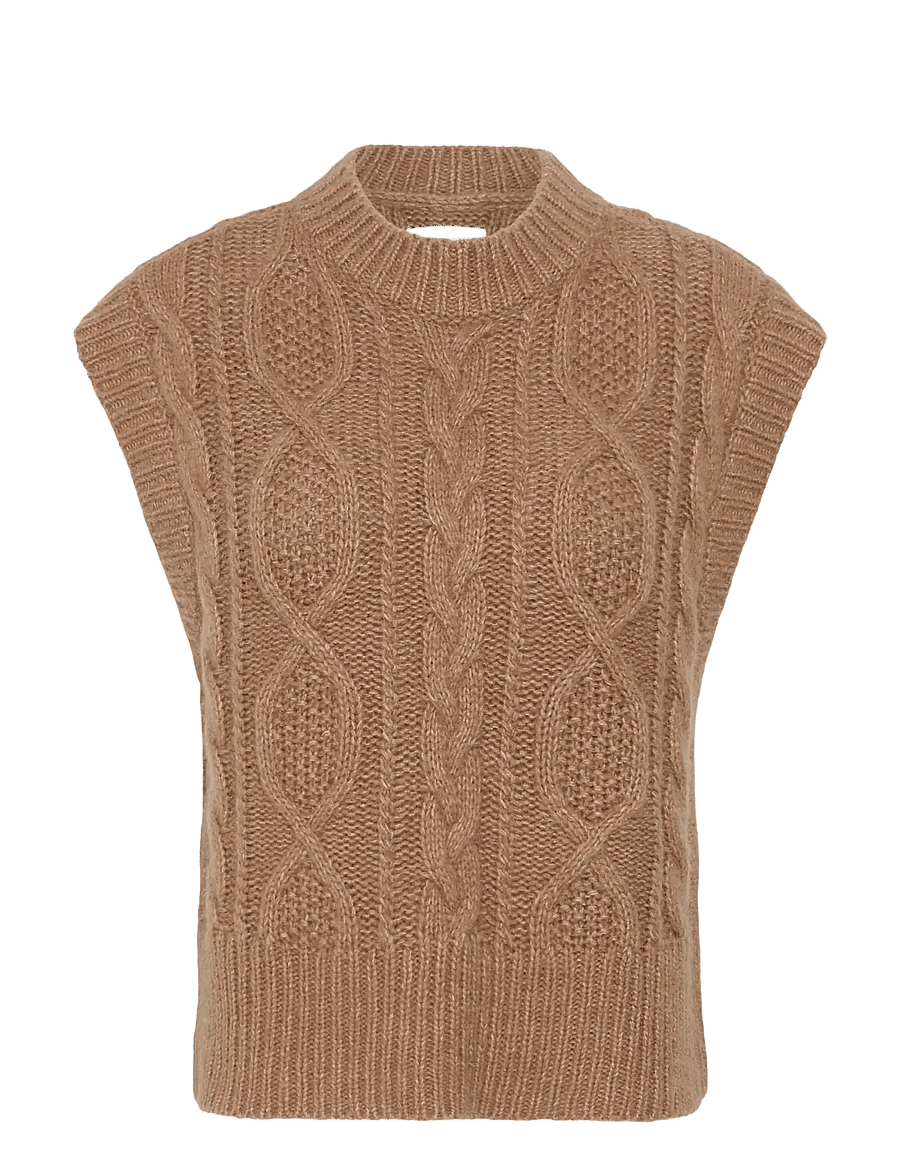 Part Two - ChaninaPW Waistcoat - kootud vestid - medium brown melange - 1