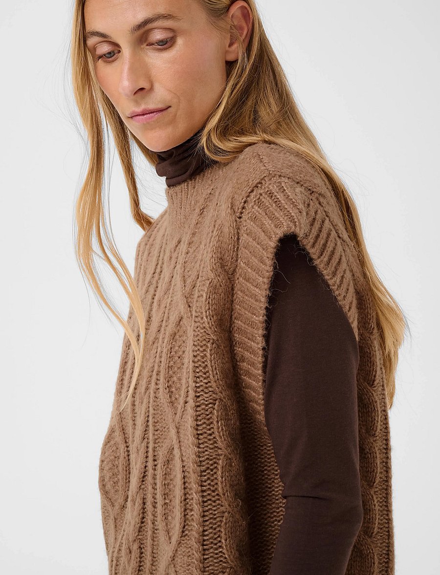 Part Two - ChaninaPW Waistcoat - kootud vestid - medium brown melange - 5