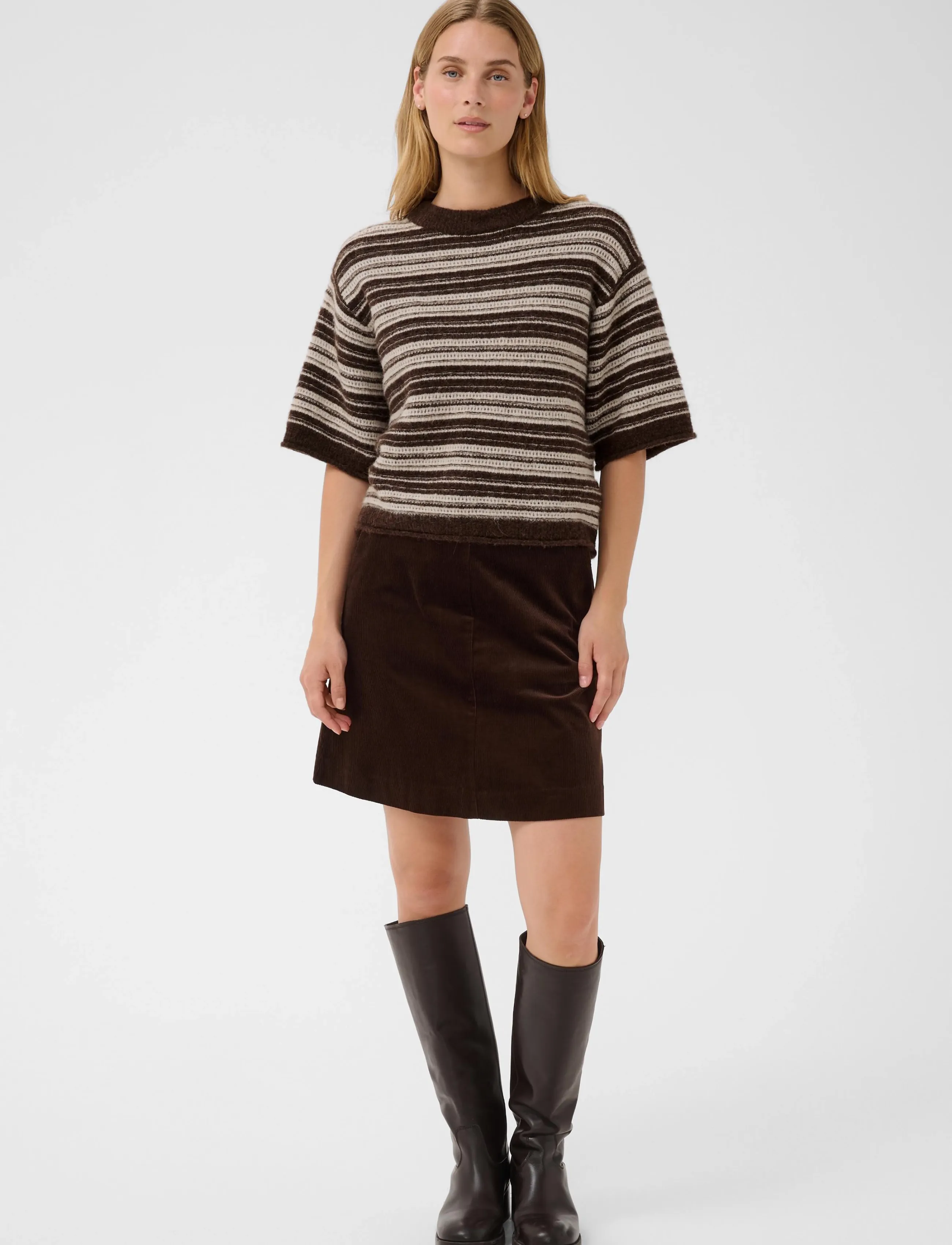 Part Two CerysPW Pullover - T-shirts & Toppe - BROWN/FRENCH OAK STRIPE / brown