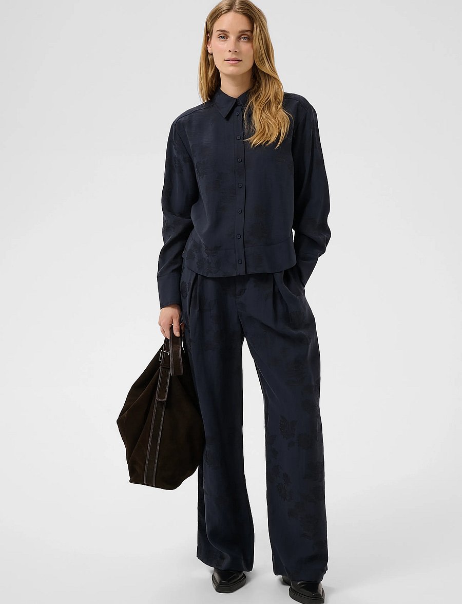 Part Two - CathleenPW PA - laia säärega püksid - dark navy flower jaquard - 3