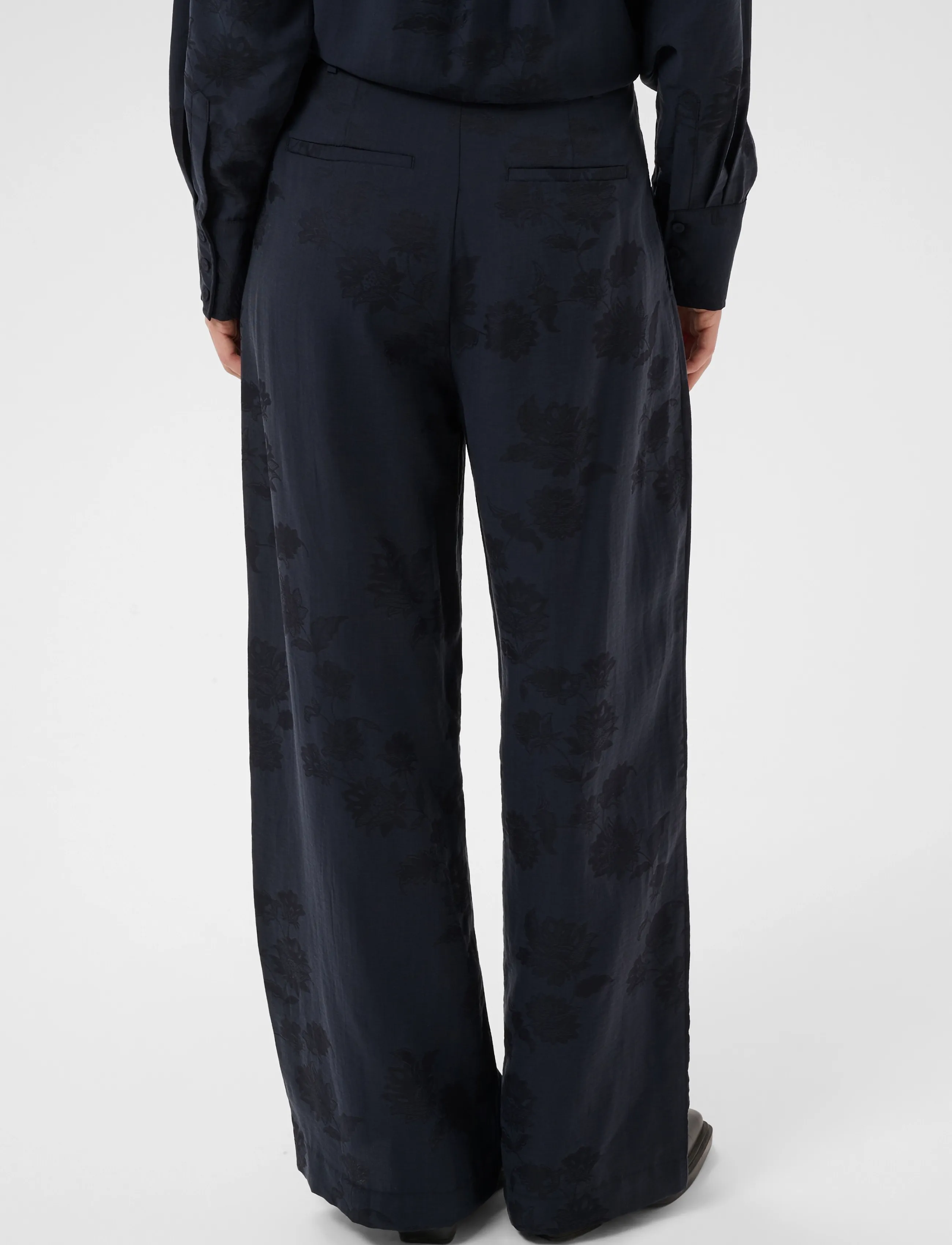 Part Two - CathleenPW PA - laia säärega püksid - dark navy flower jaquard - 4