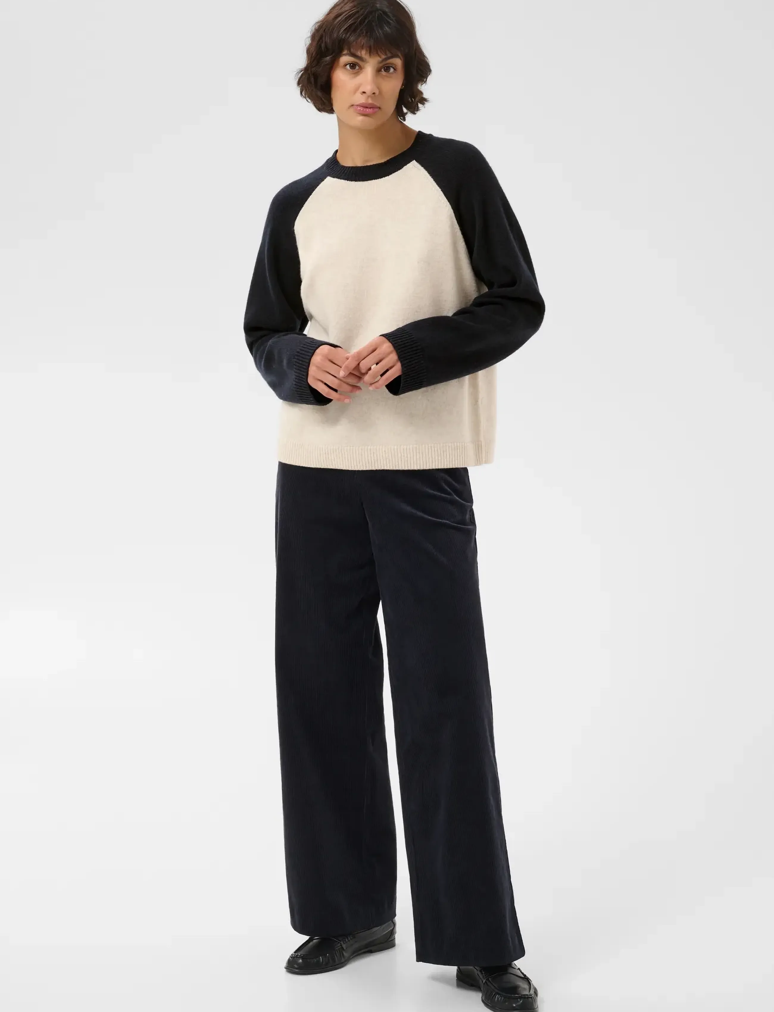 Part Two CleoPW Pullover - Kudumid - OATMEAL/NAVY COLORBLOCK / cream