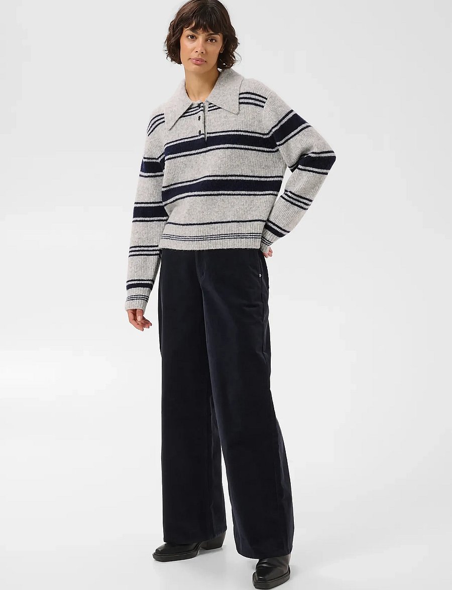 Part Two - CarilinaPW Pullover - stickade tröjor - grey w. navy stripes - 0