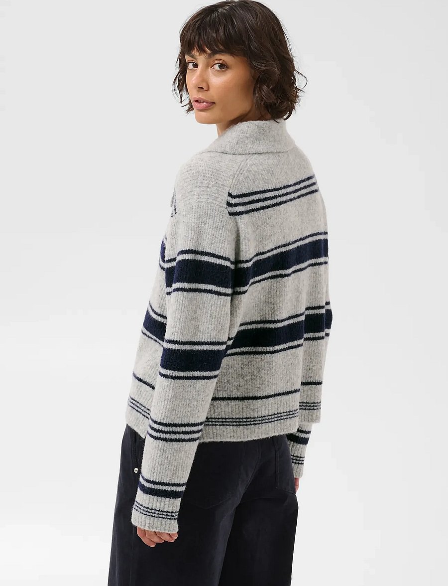 Part Two - CarilinaPW Pullover - stickade tröjor - grey w. navy stripes - 3
