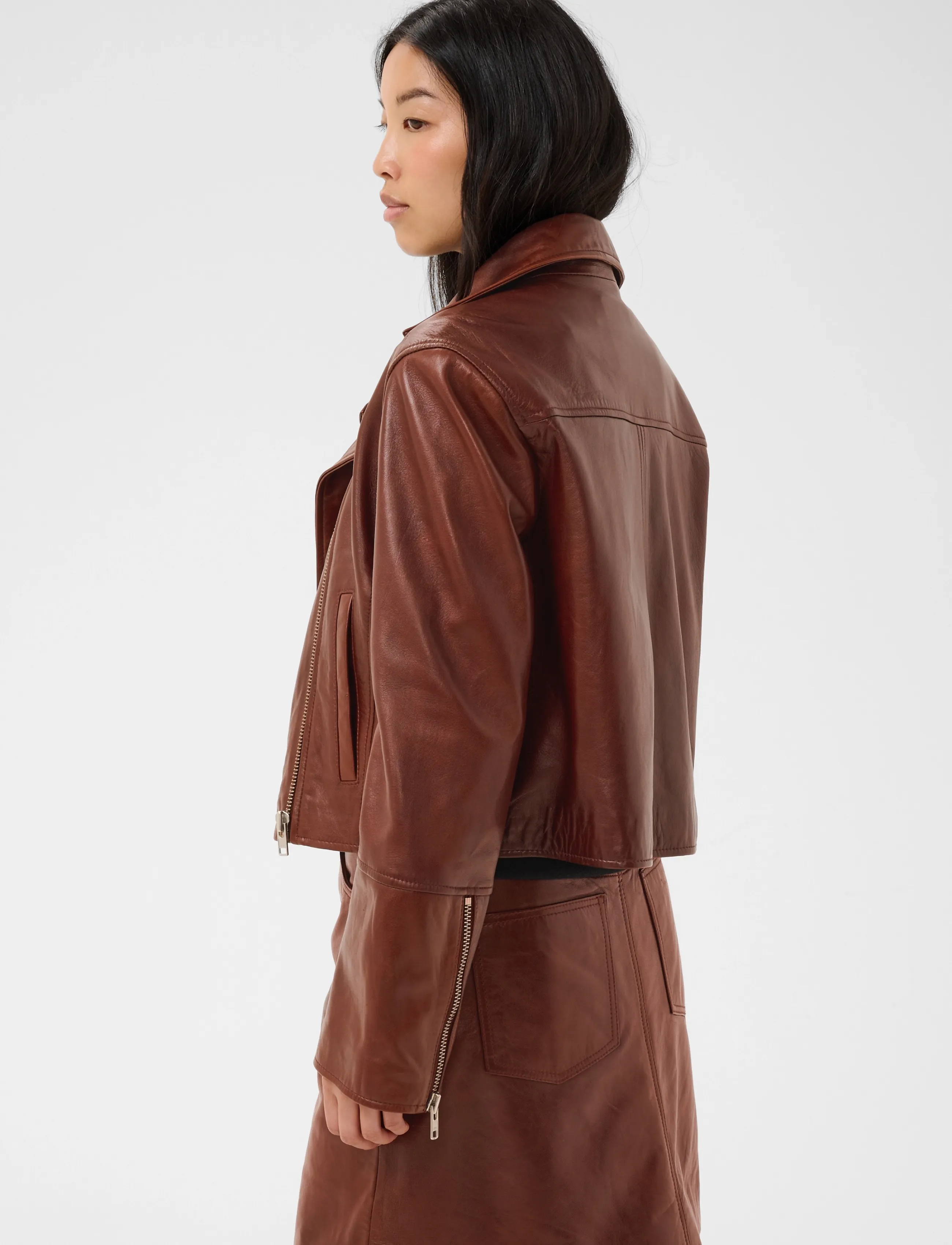 Part Two - CimmiePW Jacket - lederjacken - brown out - 3