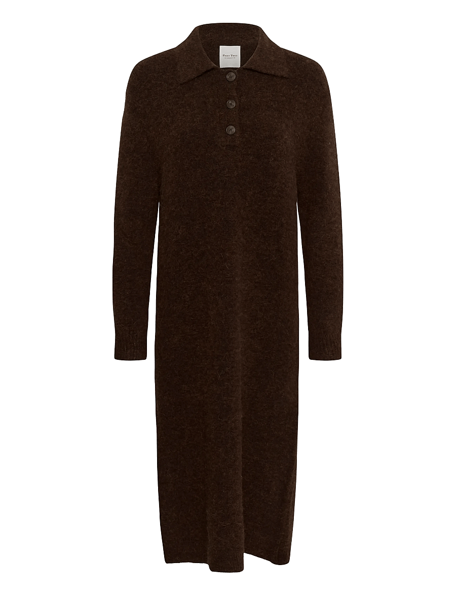 Part Two - ChiliePW Dress - kootud kleidid - downtown brown melange - 1
