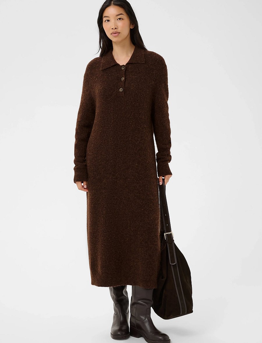 Part Two - ChiliePW Dress - kootud kleidid - downtown brown melange - 0