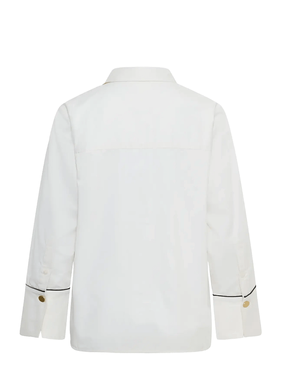 Part Two - DevrimPW Shirt - långärmade skjortor - white w black piping - 2