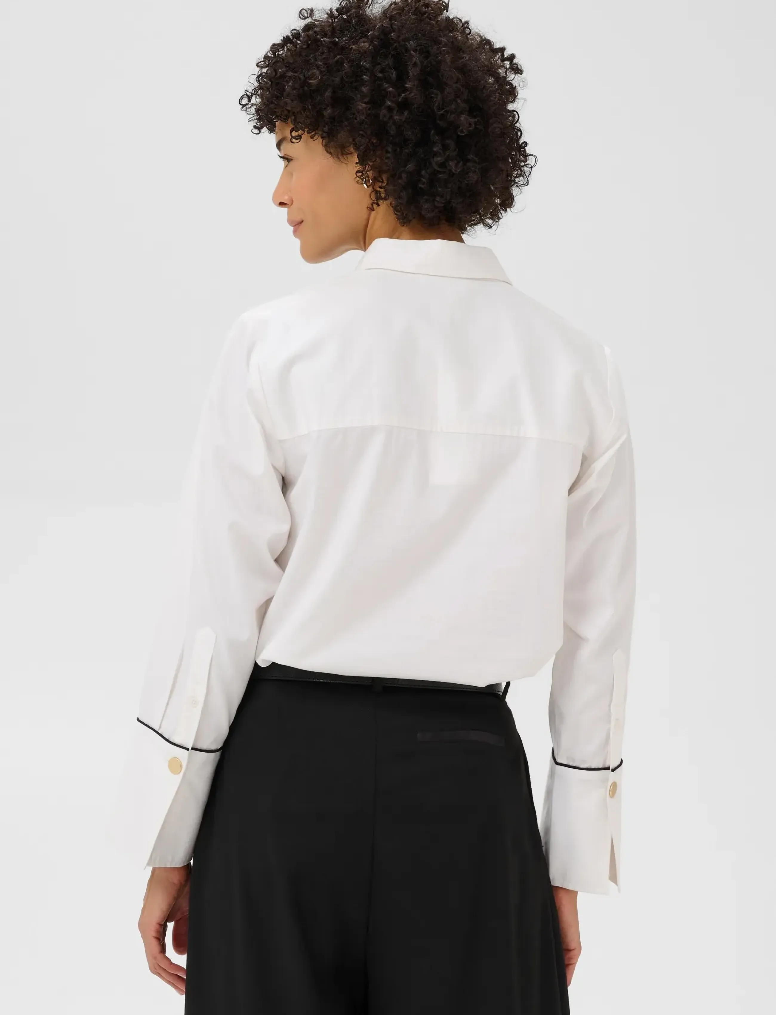 Part Two - DevrimPW Shirt - långärmade skjortor - white w black piping - 3