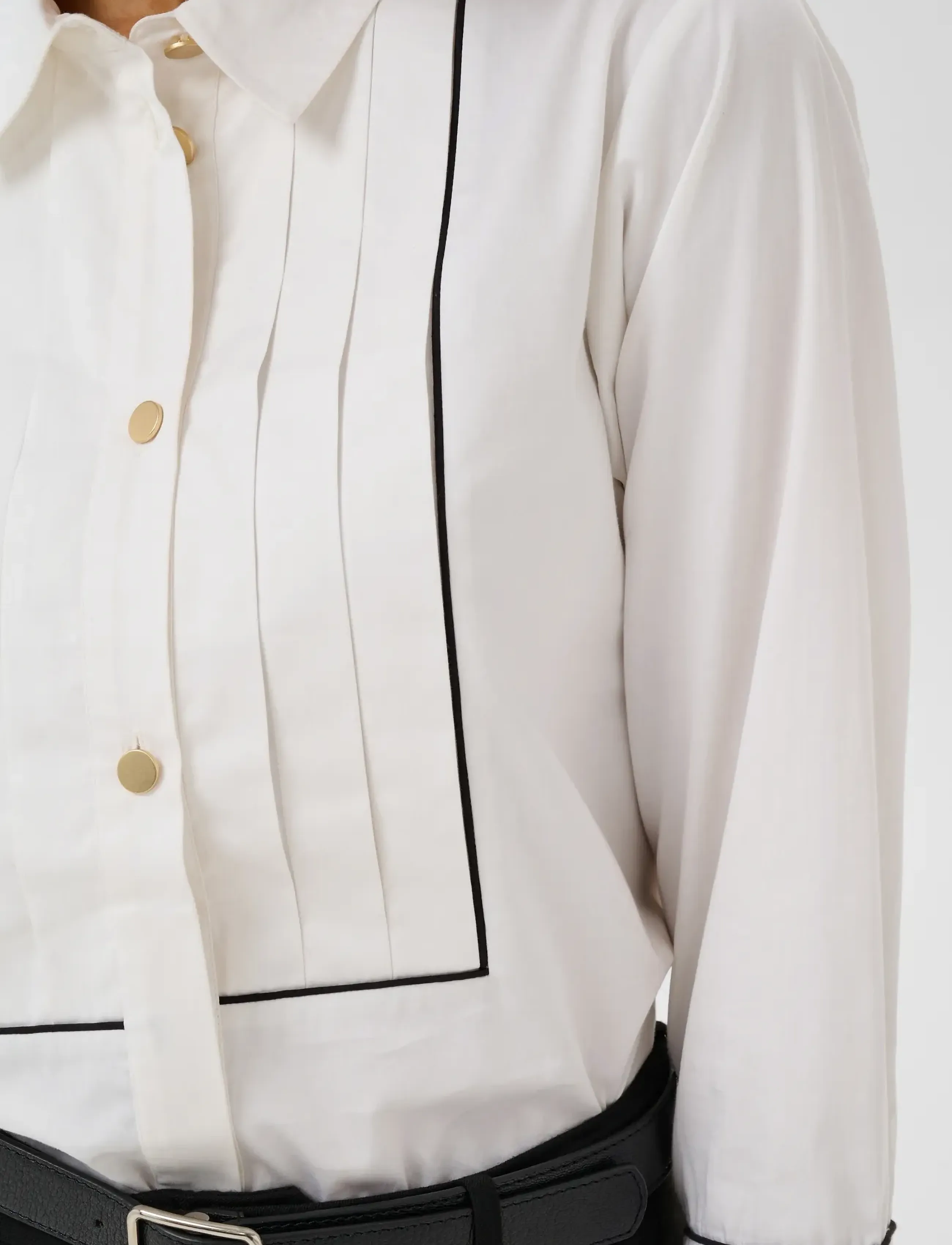 Part Two - DevrimPW Shirt - långärmade skjortor - white w black piping - 4