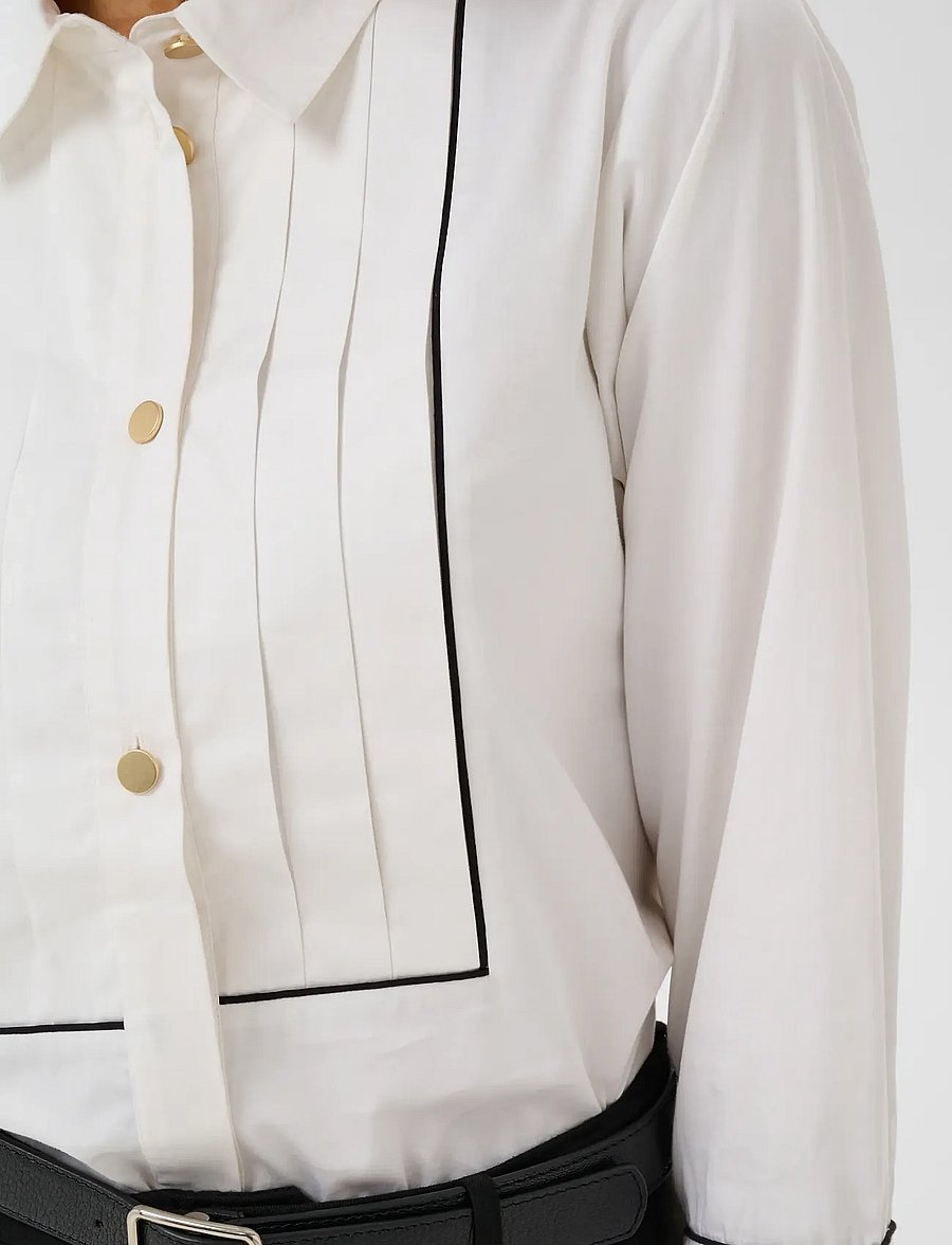Part Two - DevrimPW Shirt - långärmade skjortor - white w black piping - 4