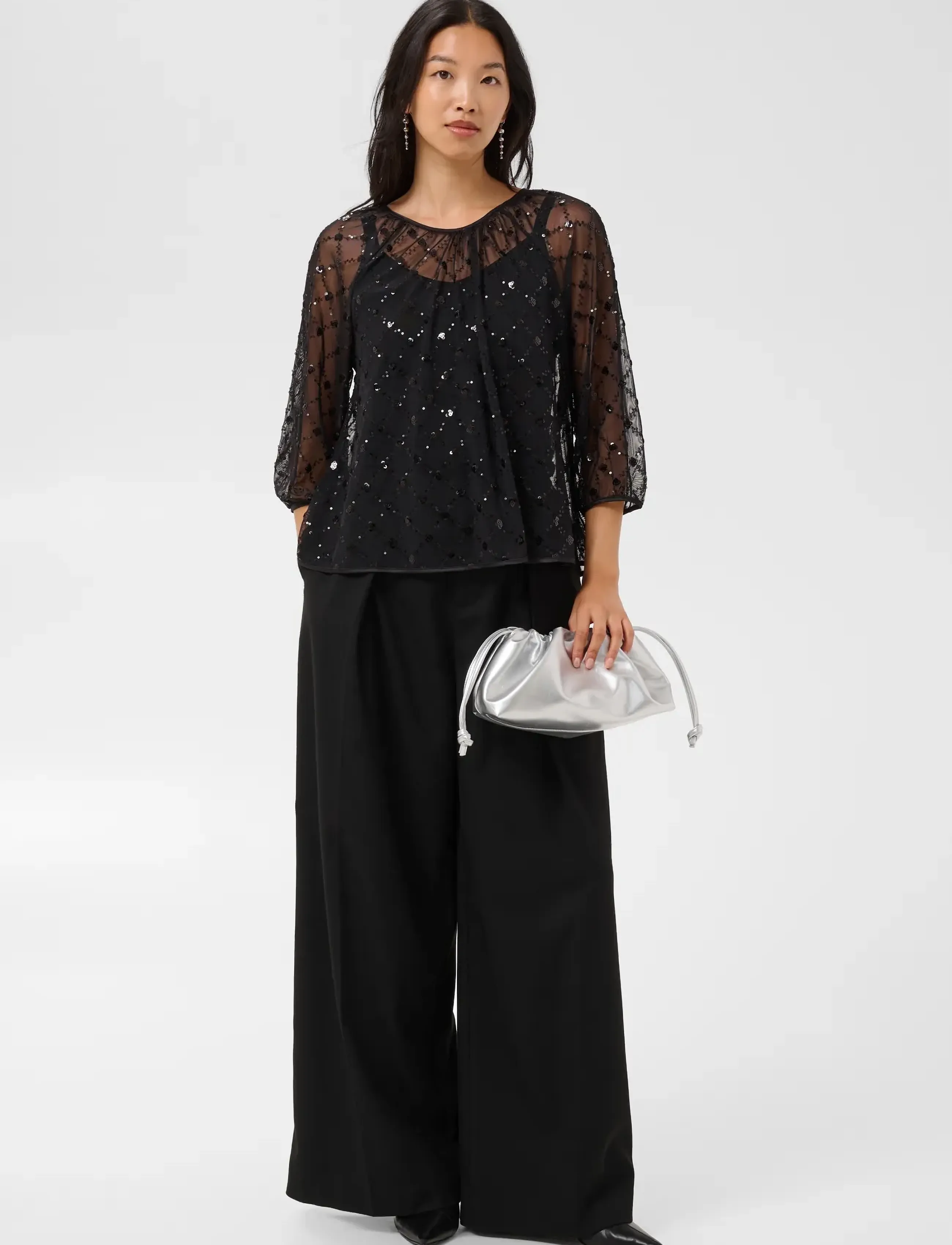 Part Two - DimkaPW Blouse - three-quarter-sleeved blouses - black placed sequins - 3