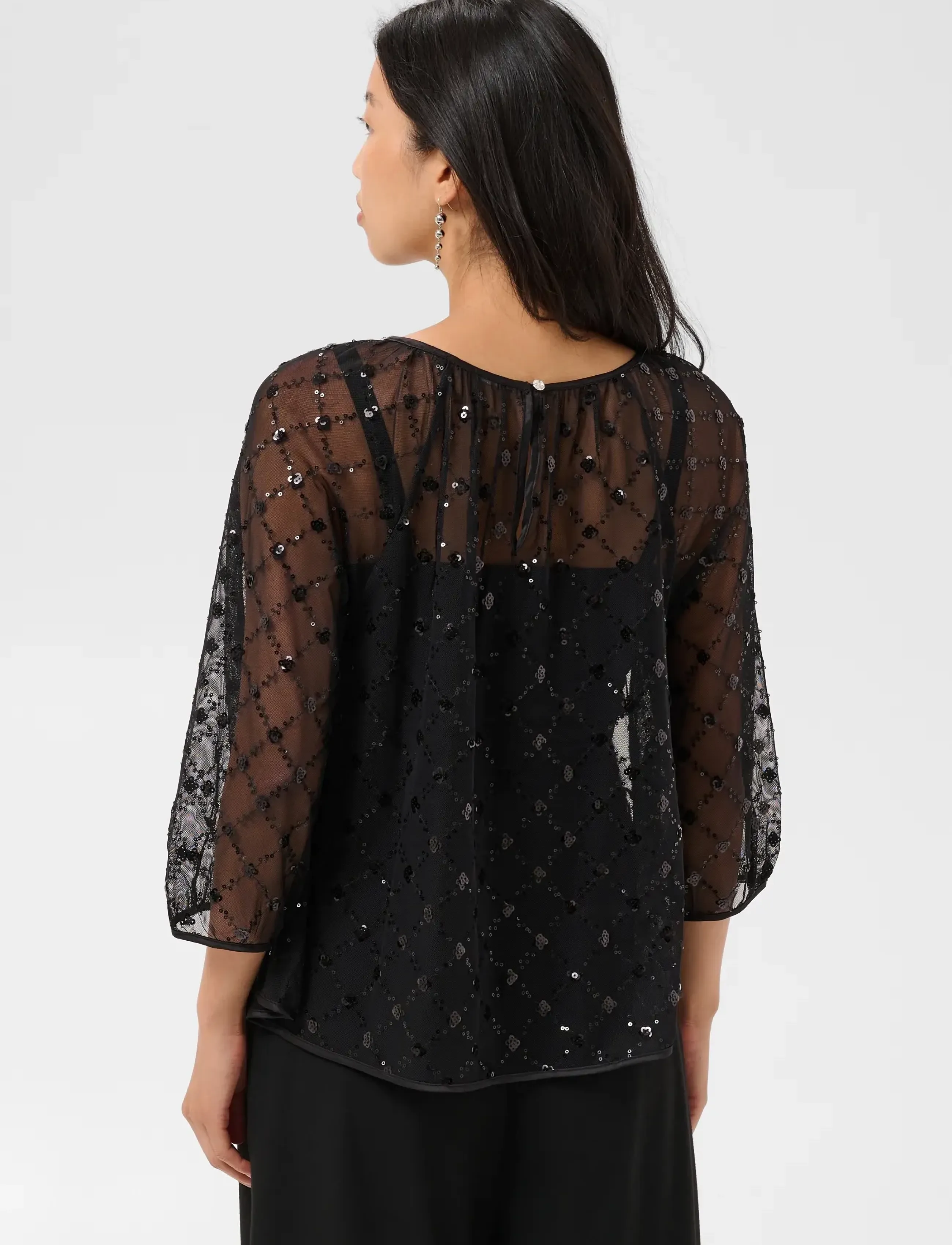 Part Two - DimkaPW Blouse - three-quarter-sleeved blouses - black placed sequins - 4