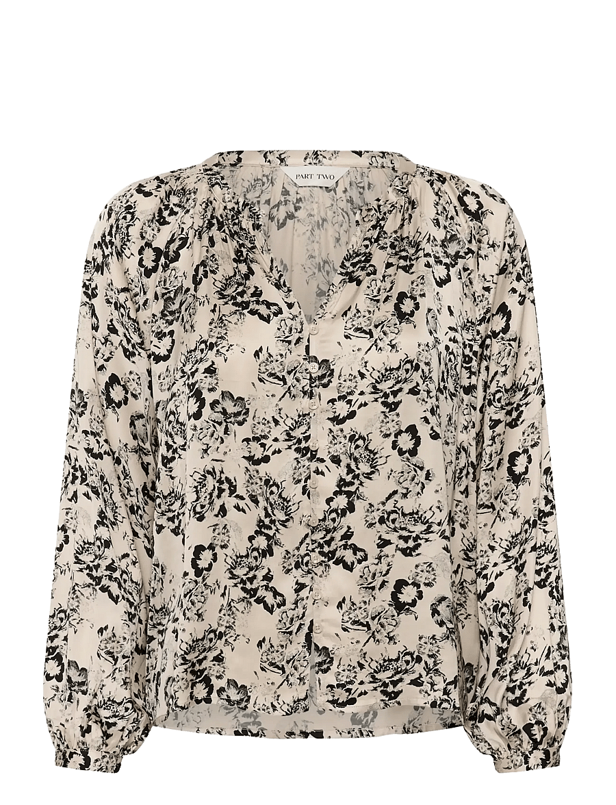 Part Two - DoaaPW Blouse - long sleeved blouses - black gradient flower - 1