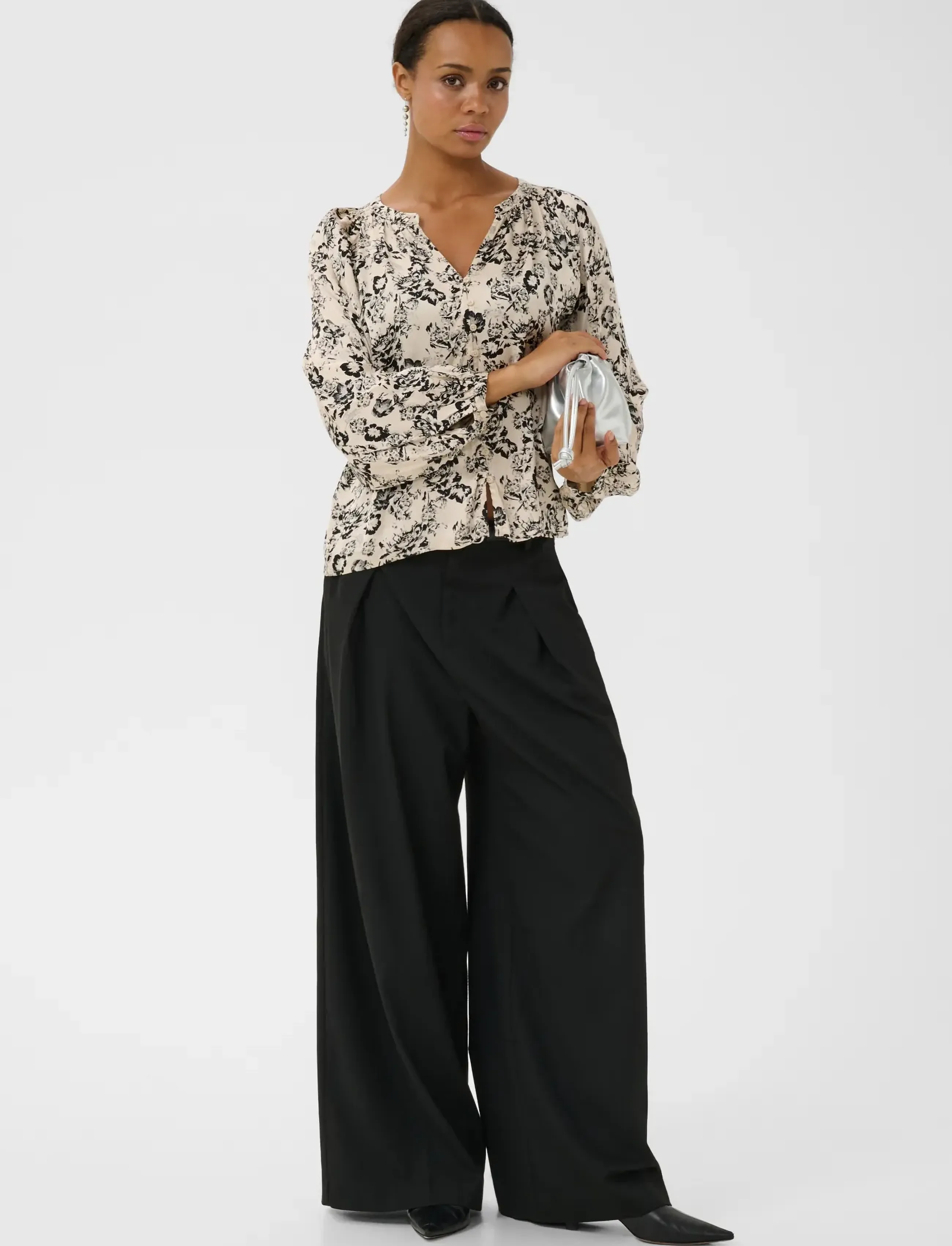 Part Two - DoaaPW Blouse - long sleeved blouses - black gradient flower - 3