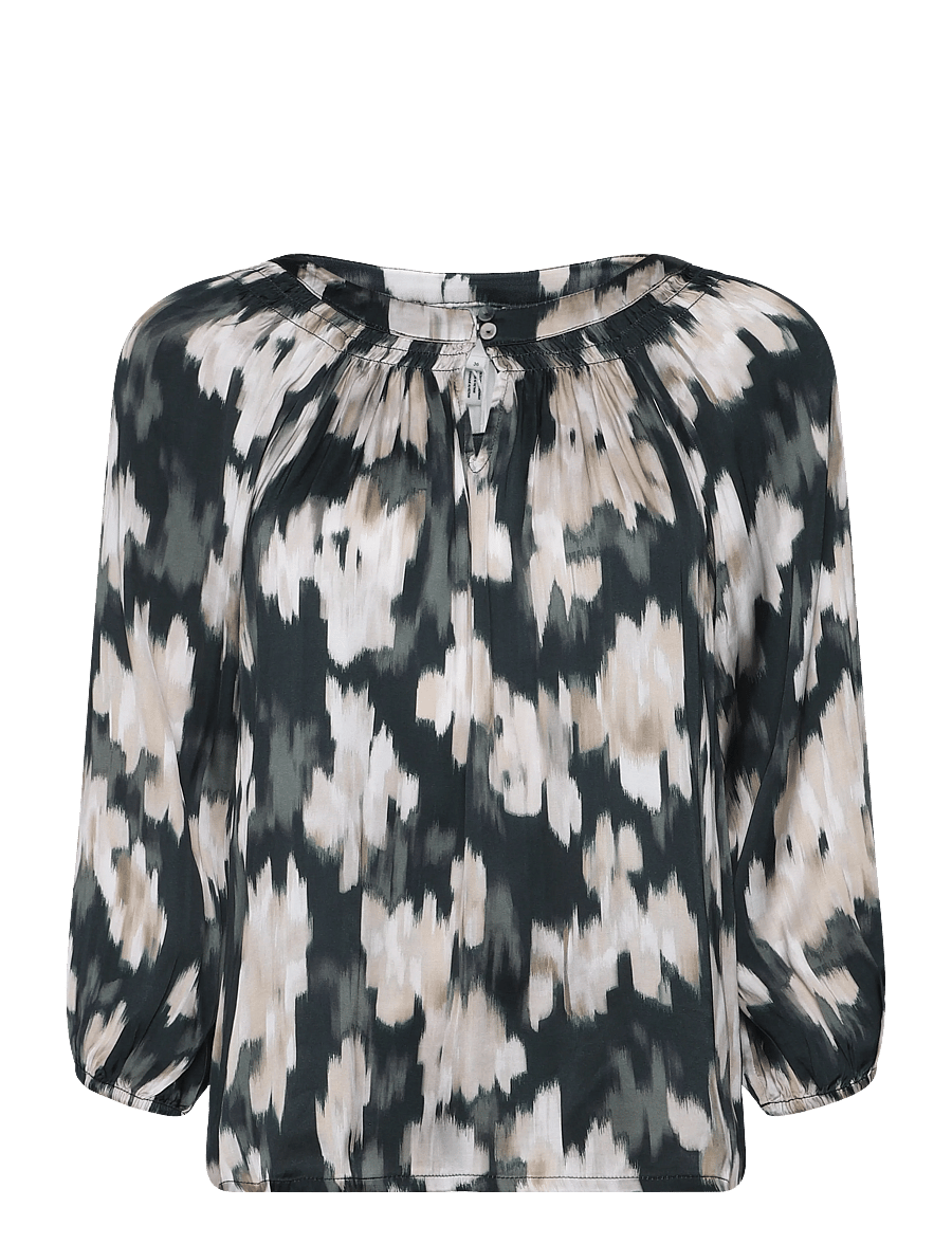 Part Two - CatinPW Blouse - langærmede bluser - green blurred flower print - 0