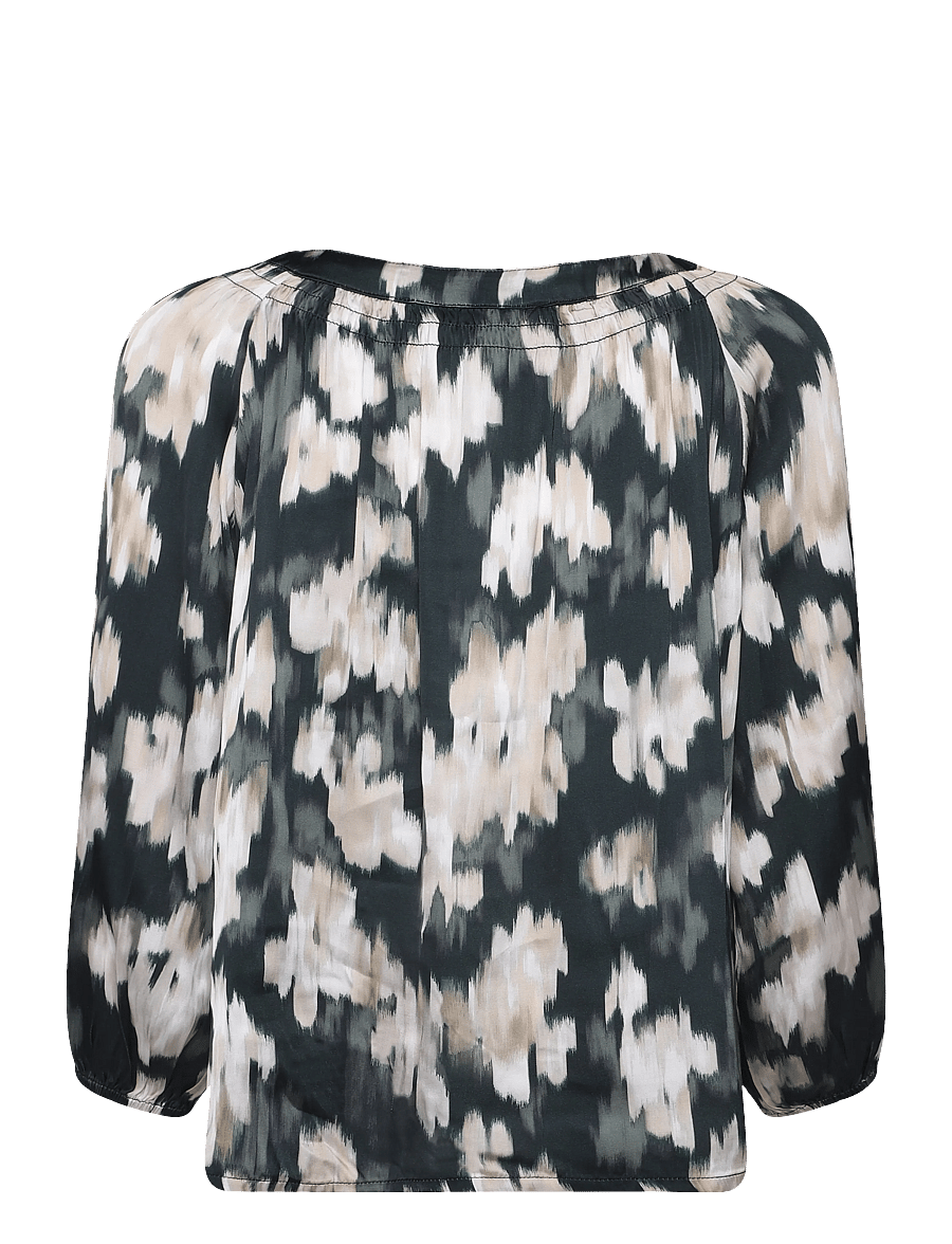 Part Two - CatinPW Blouse - langærmede bluser - green blurred flower print - 1