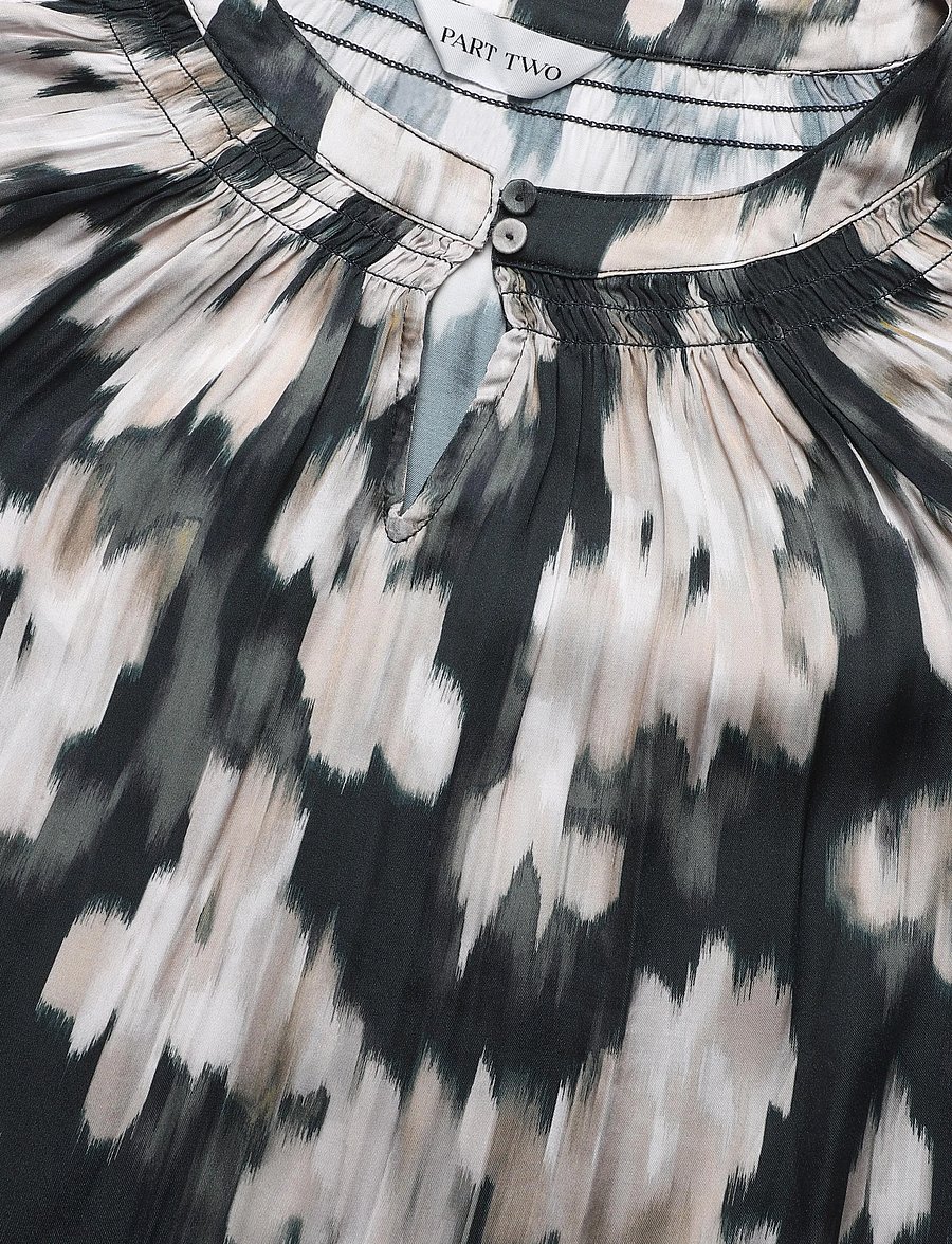 Part Two - CatinPW Blouse - langærmede bluser - green blurred flower print - 2