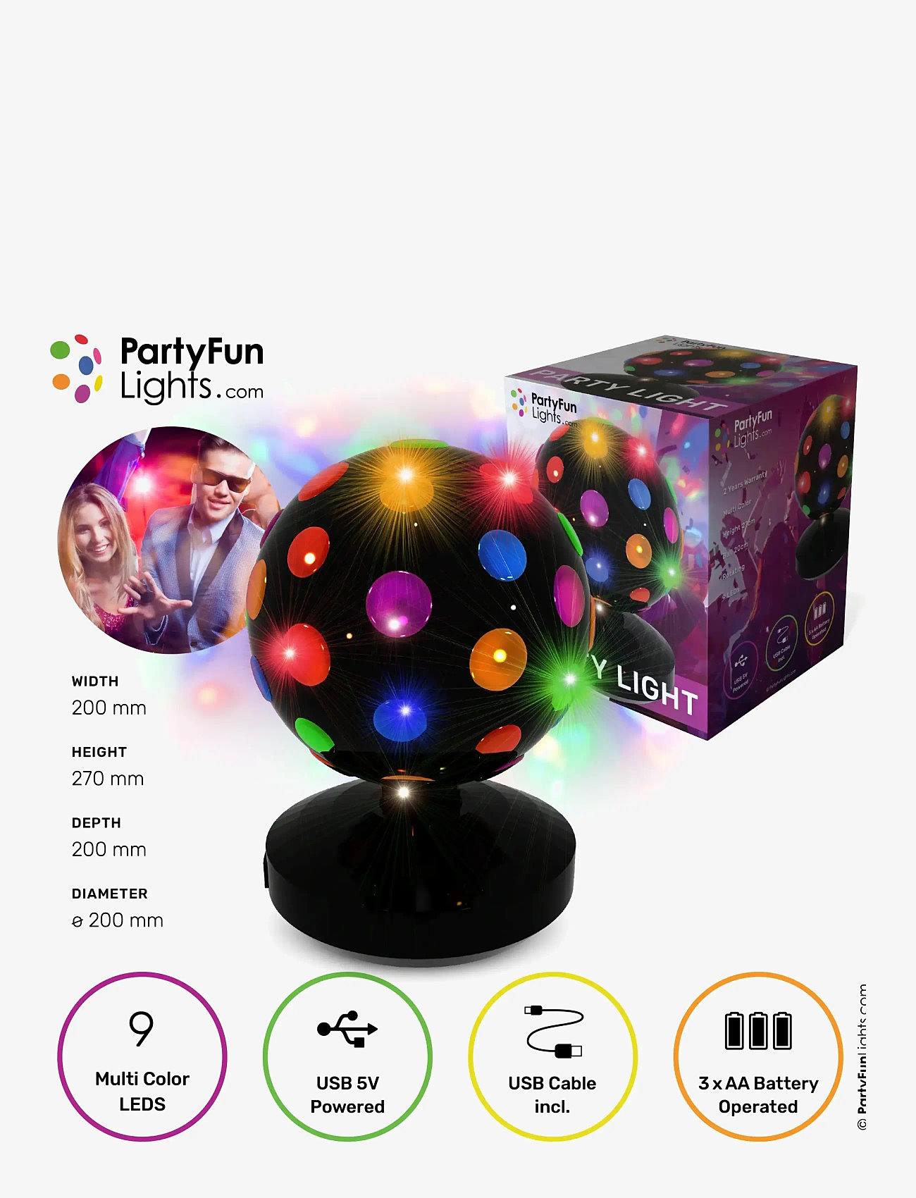 Party Fun Lights - Disco Light Ø: 20cm - natlamper - black - 1
