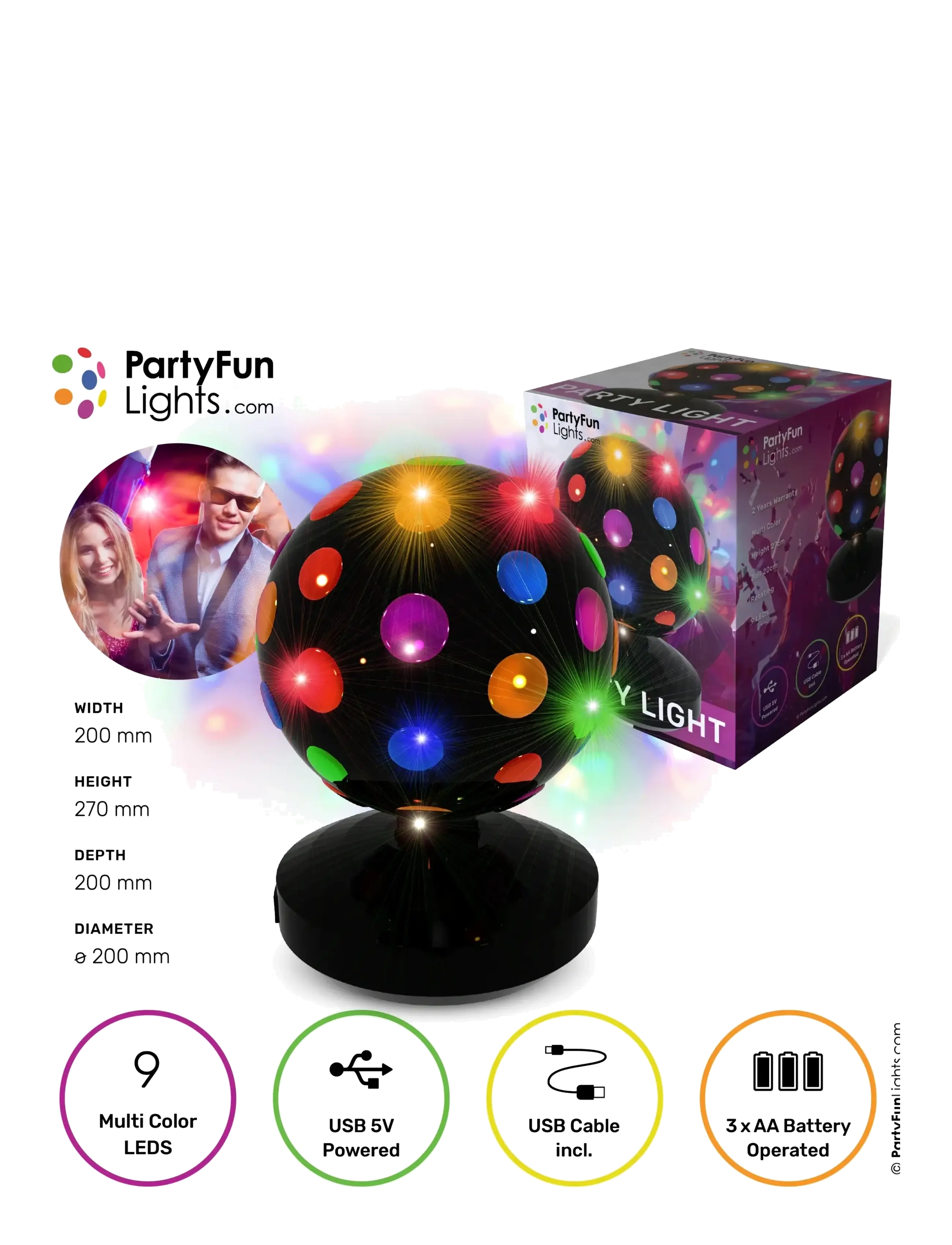 Party Fun Lights - Disco Light Ø: 20cm - nattlampor - black - 1