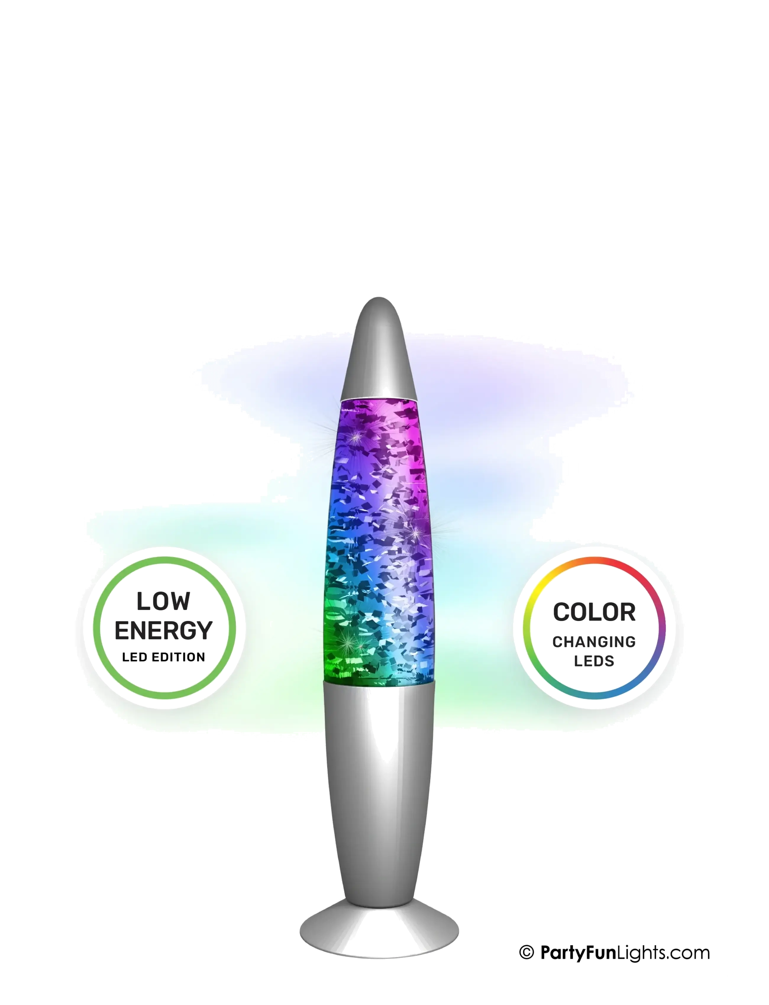 Party Fun Lights Color Changing Led Glitter Lamp H: 34cm, One Size, Silver, Lamper > Bordlamper, Unisex